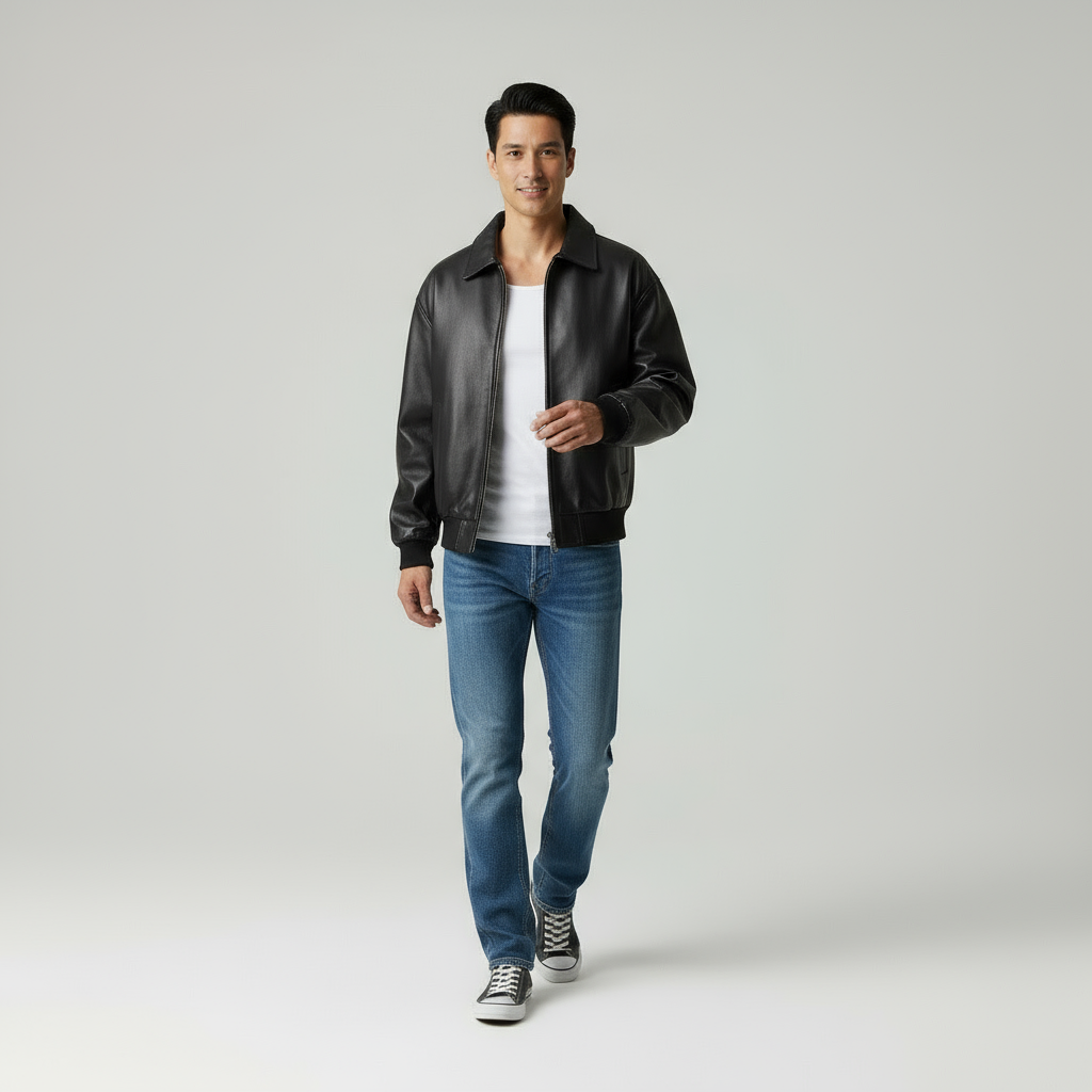 Jose Giacca Oversize in Finta Pelle Stile Urbano