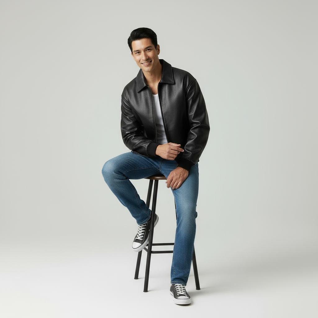 Jose Giacca Oversize in Finta Pelle Stile Urbano