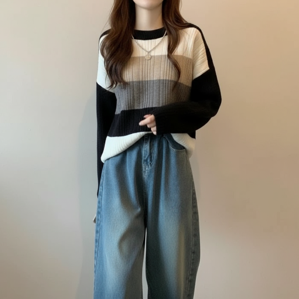 Maglione a Righe | Casual Morbido | Inverno