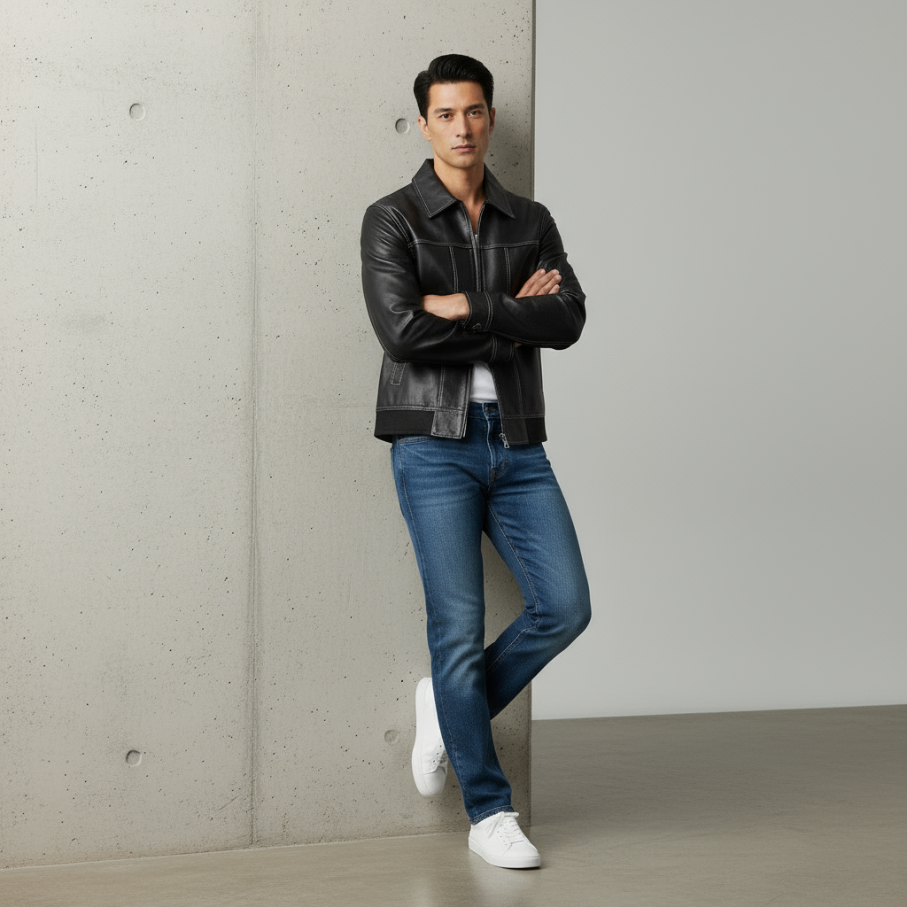 Richard Giacca Uomo Stile Urbano Cuciture a Contrasto Autunno/Inverno