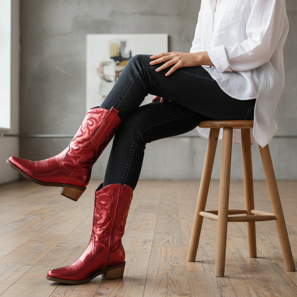 Stivali Texani Metallizzati | Audaci e Glamour | Donna