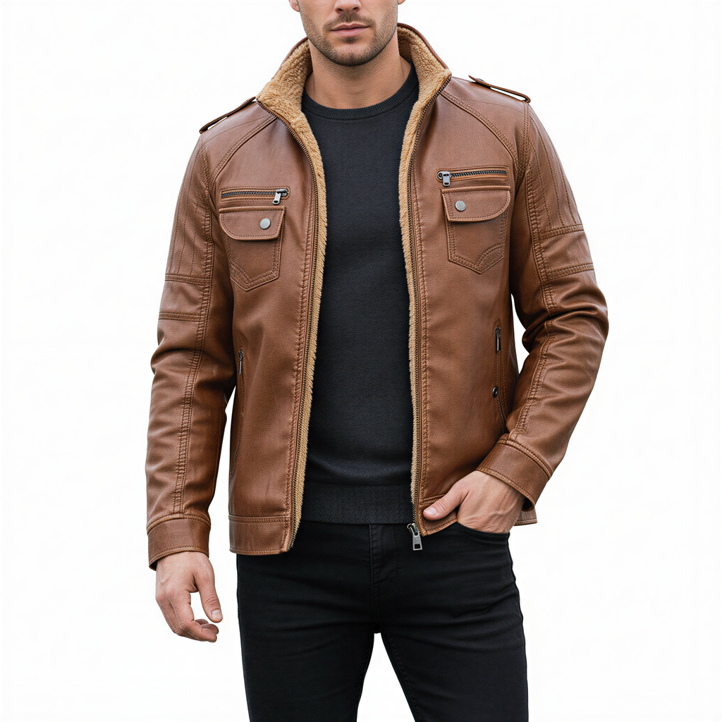 George Giubbotto Biker in Ecopelle Invernale