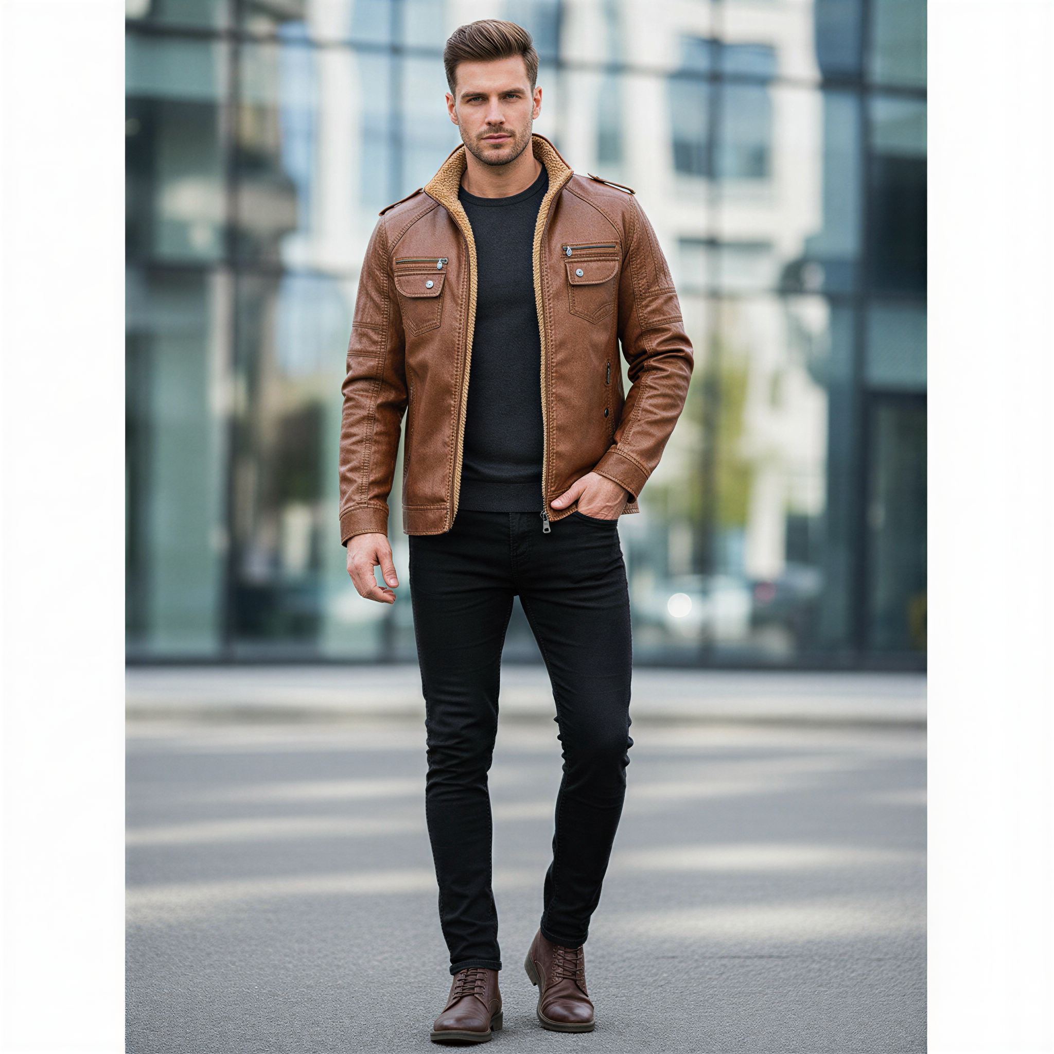 George Giubbotto Biker in Ecopelle Invernale