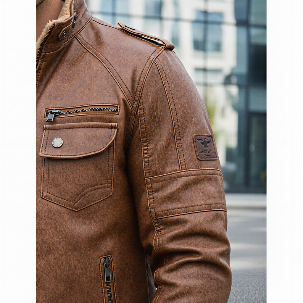 George Giubbotto Biker in Ecopelle Invernale