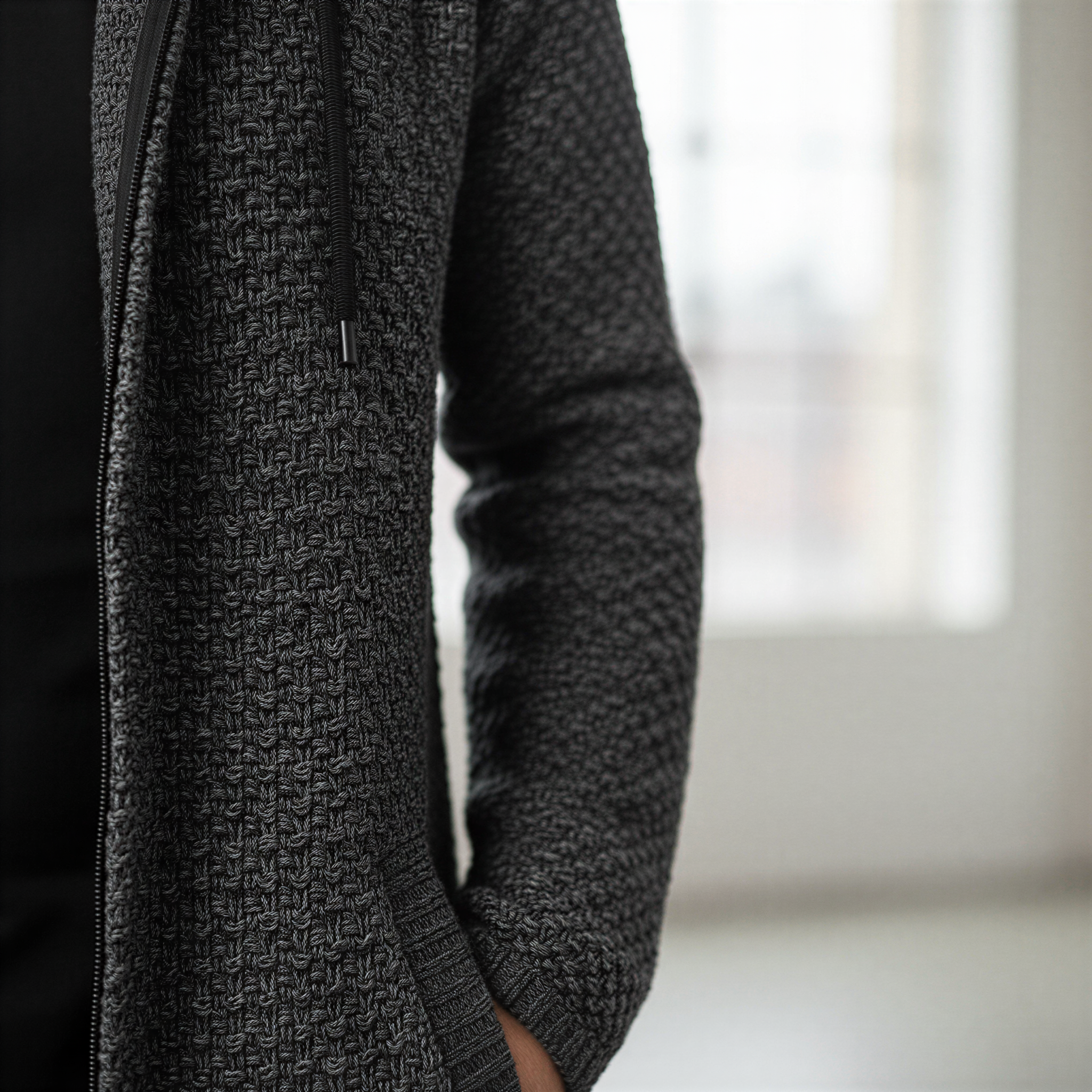 Rolando Cardigan Lungo | Maglia Testurizzata con Cappuccio | Casual Uomo