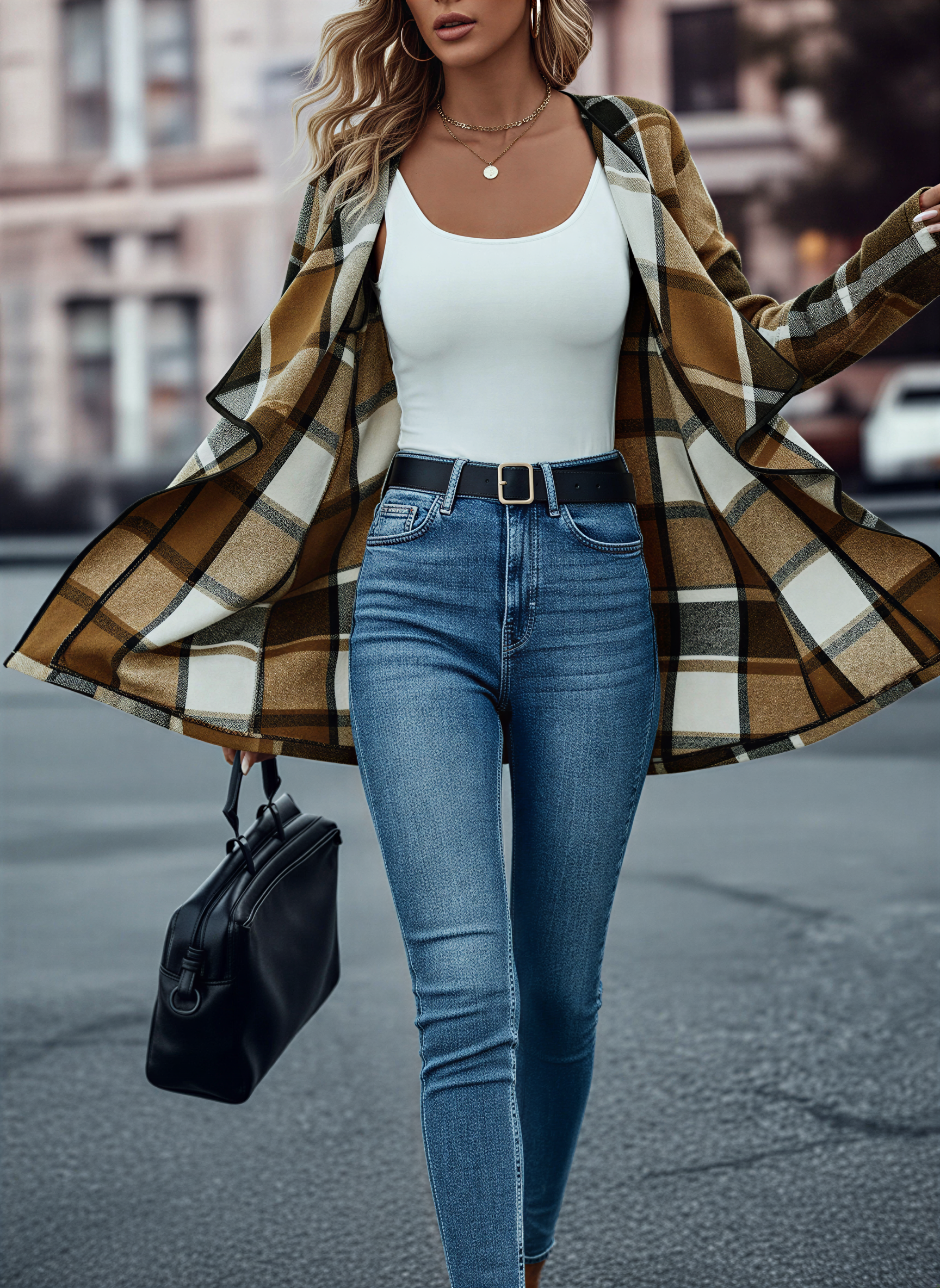 Giacca a Quadri Dorio Moda | Collo Cascata | Casual