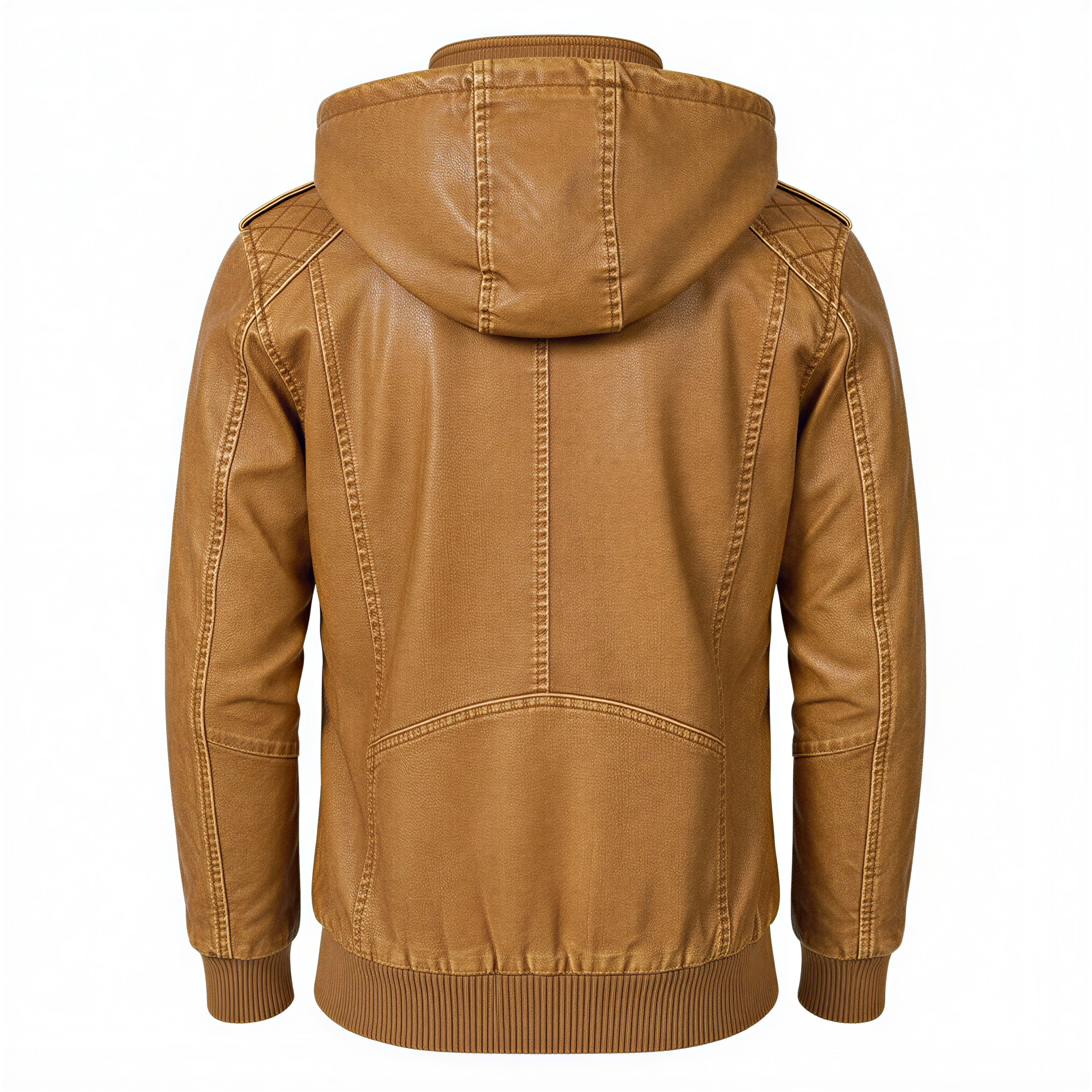 James Giacca Biker con Cappuccio | Ecopelle Invecchiata | Uomo