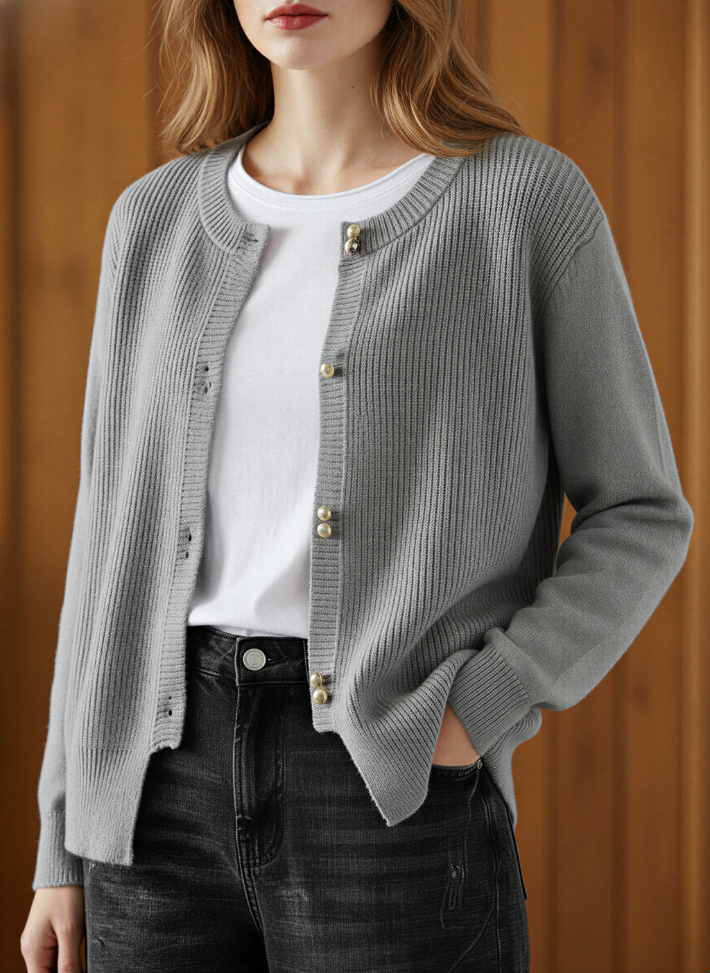 Cardigan Donna | Classico Rilassato con Bottoni Dorati | Multistagione