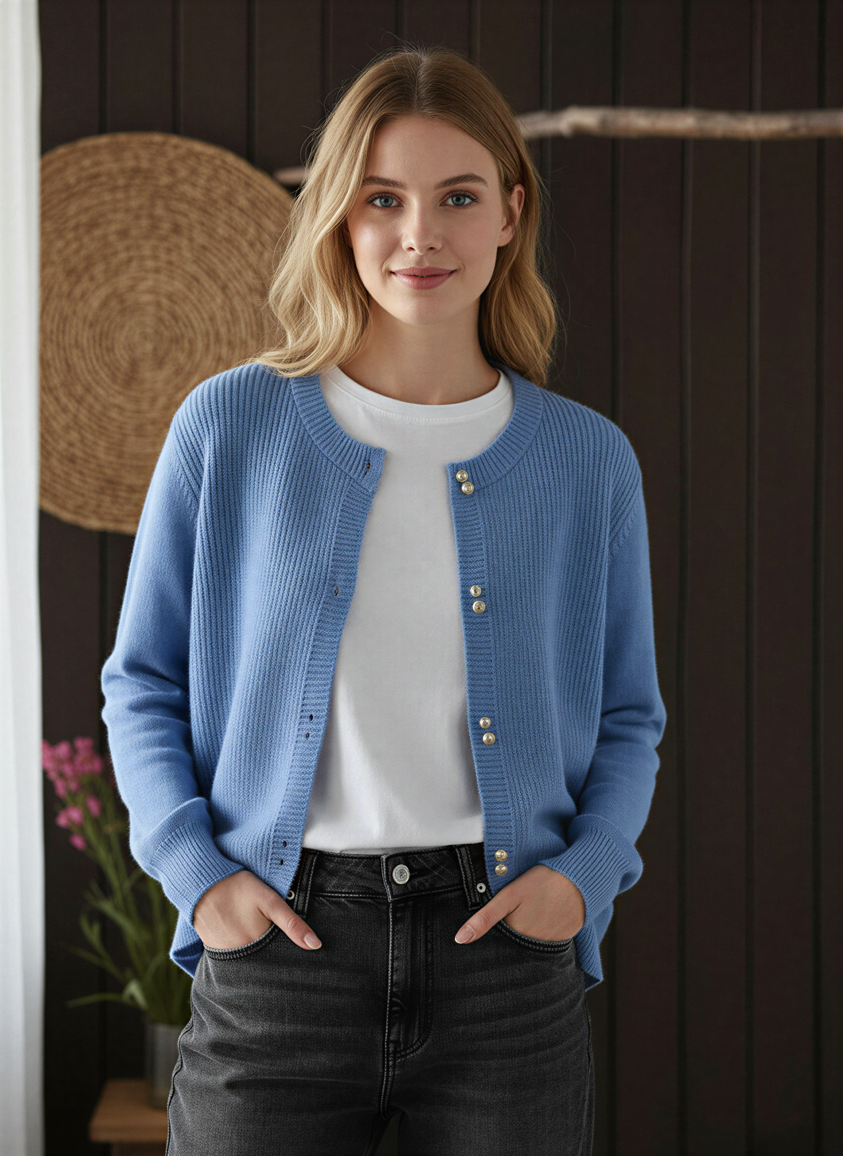 Cardigan Donna | Classico Rilassato con Bottoni Dorati | Multistagione