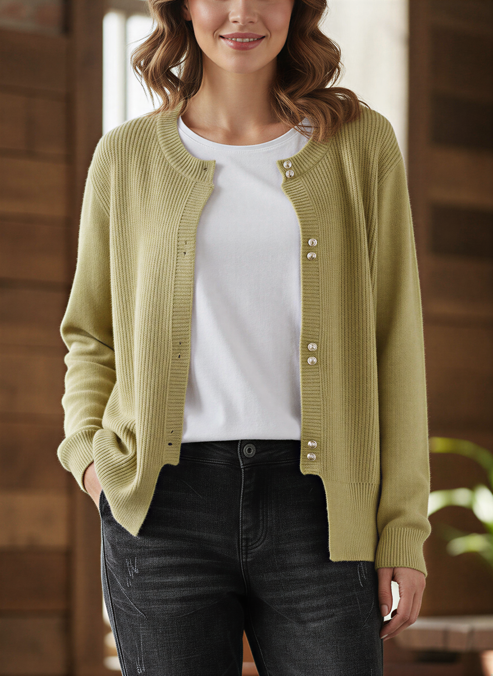 Cardigan Donna | Classico Rilassato con Bottoni Dorati | Multistagione