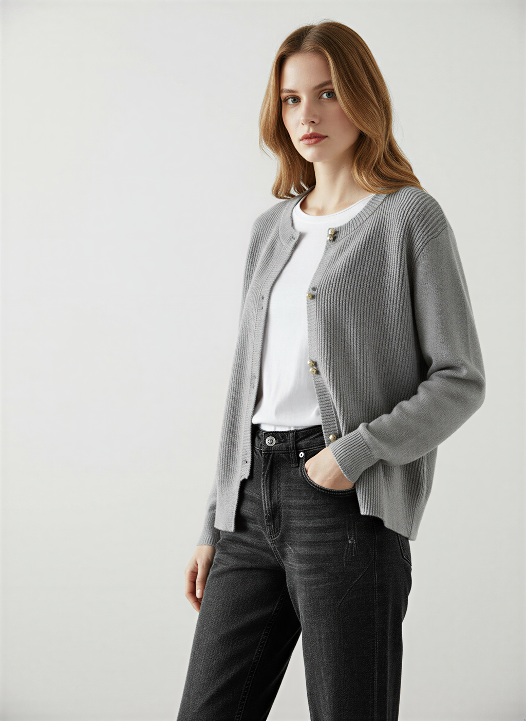 Cardigan Donna | Classico Rilassato con Bottoni Dorati | Multistagione