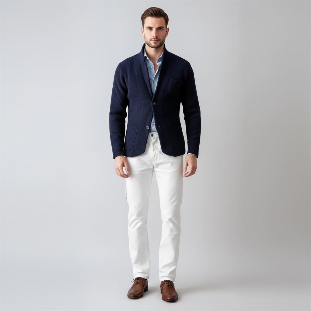 Bryan Blazer in Maglia Beige | Stile Casual Chic