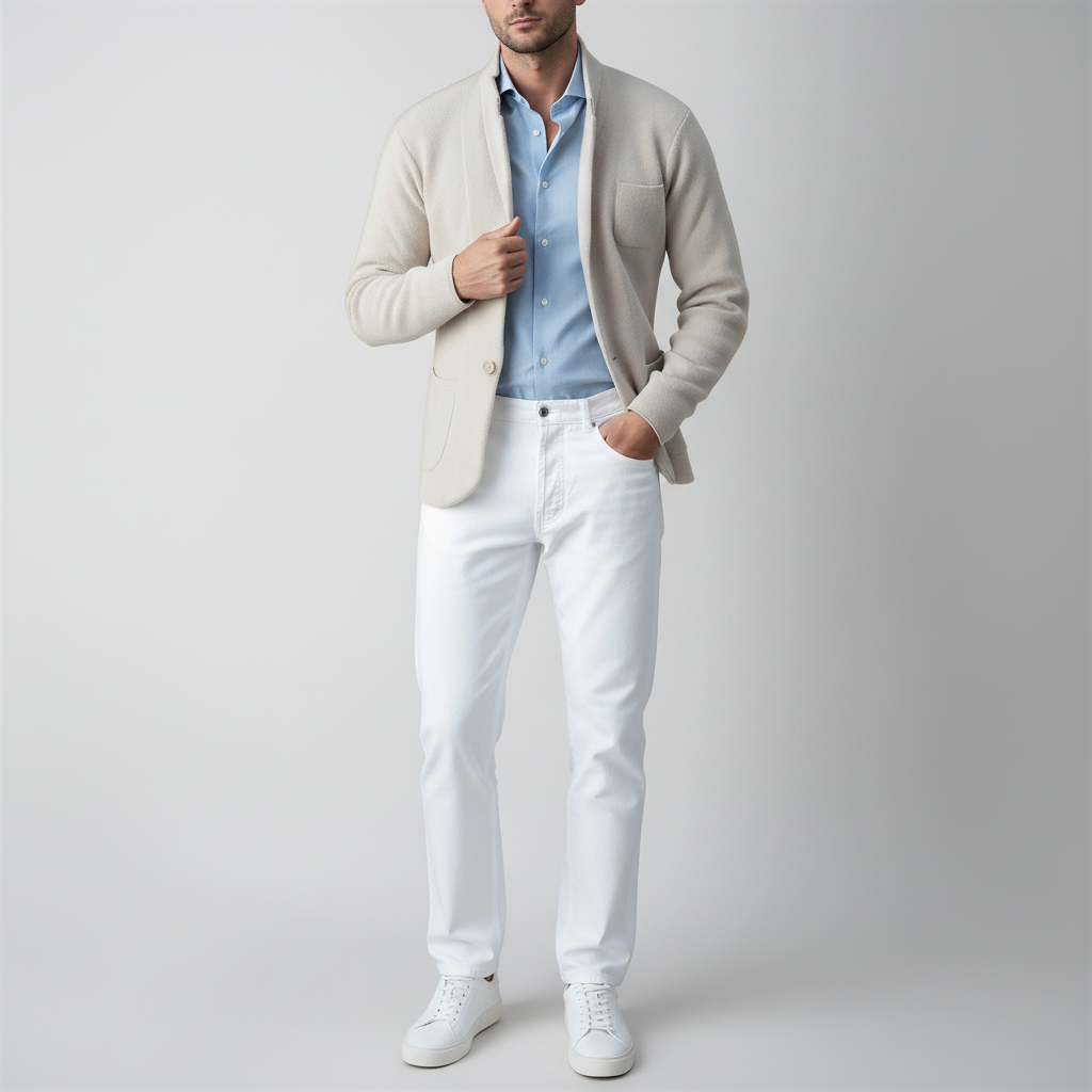 Bryan Blazer in Maglia Beige | Stile Casual Chic