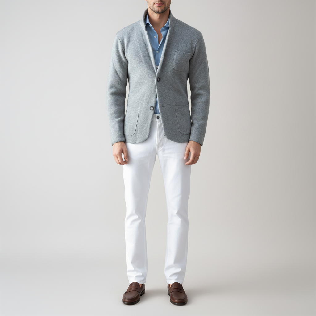 Bryan Blazer in Maglia Beige | Stile Casual Chic