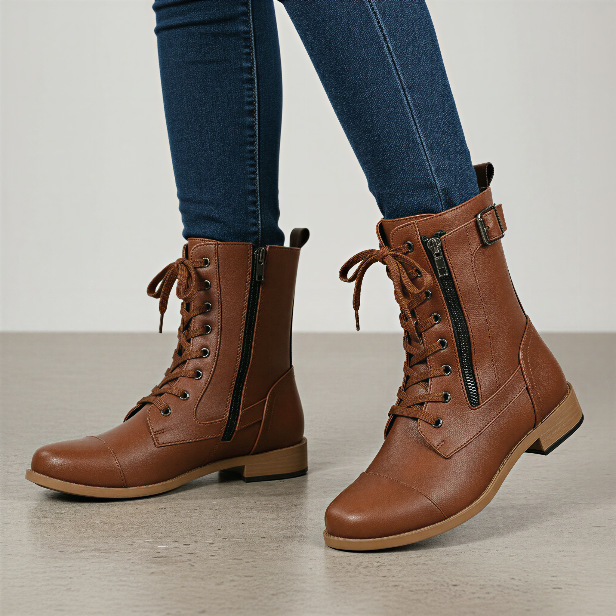 Stivaletti Donna | Combat con Zip | Casual Chic