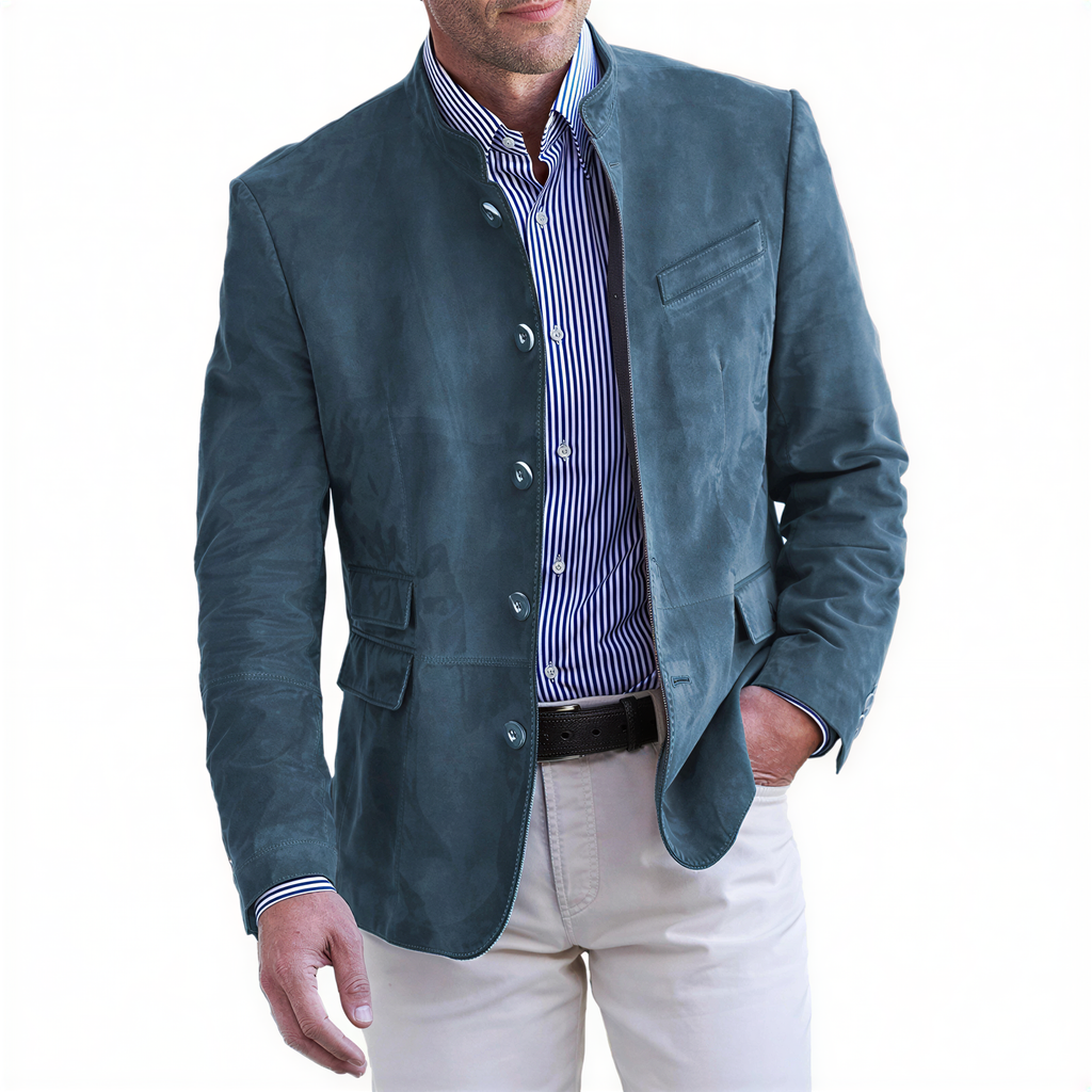 Miguel Blazer in Camoscio | Collo alla Coreana | Elegante