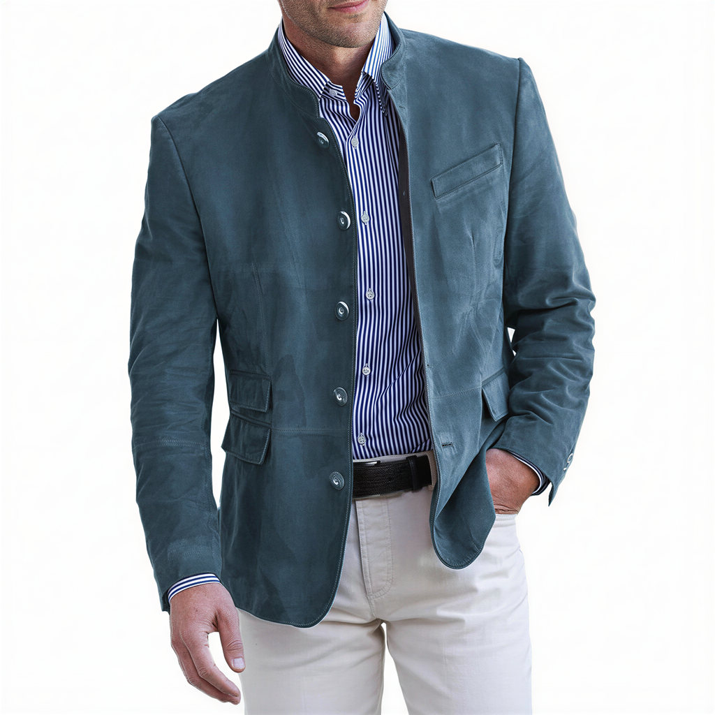 Miguel Blazer in Camoscio | Collo alla Coreana | Elegante