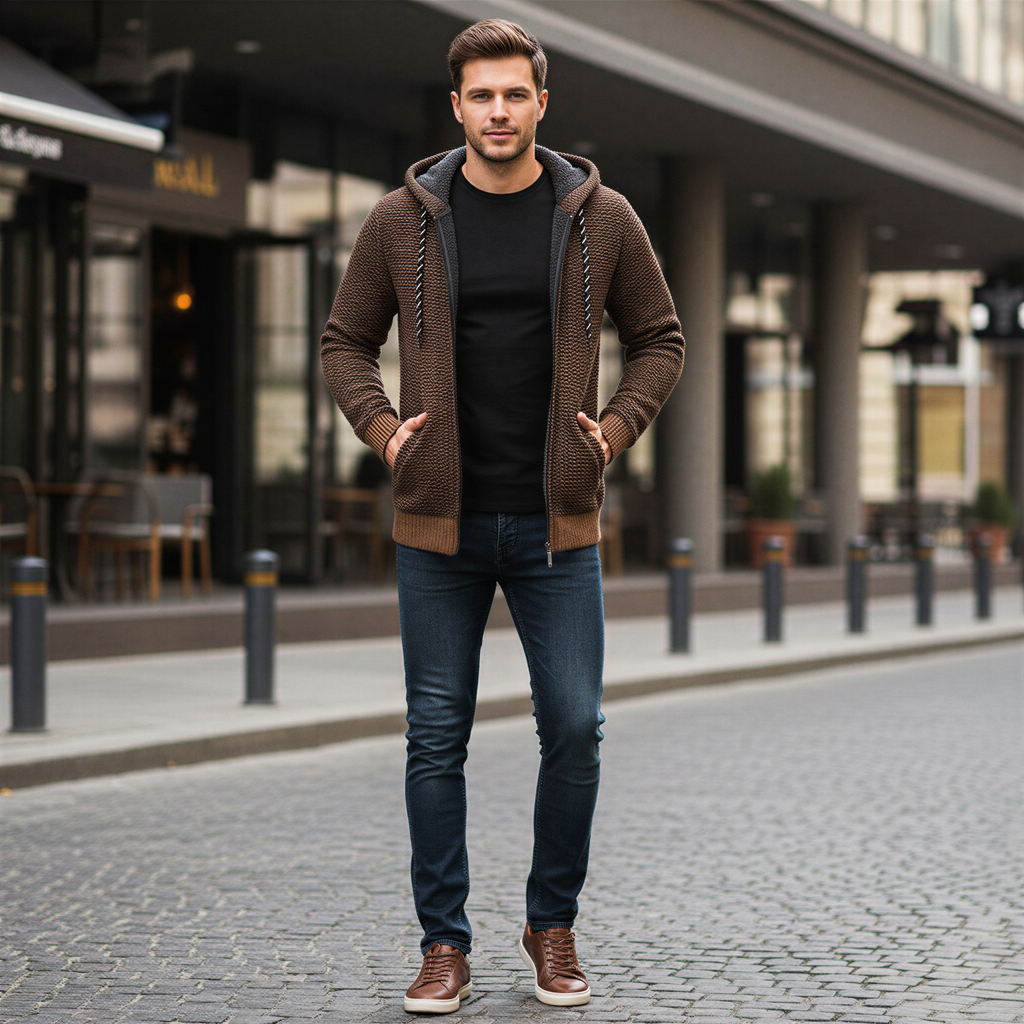 Damian Felpa con Zip | Maglia Testurizzata | Casual Uomo