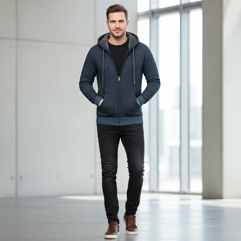 Damian Felpa con Zip | Maglia Testurizzata | Casual Uomo