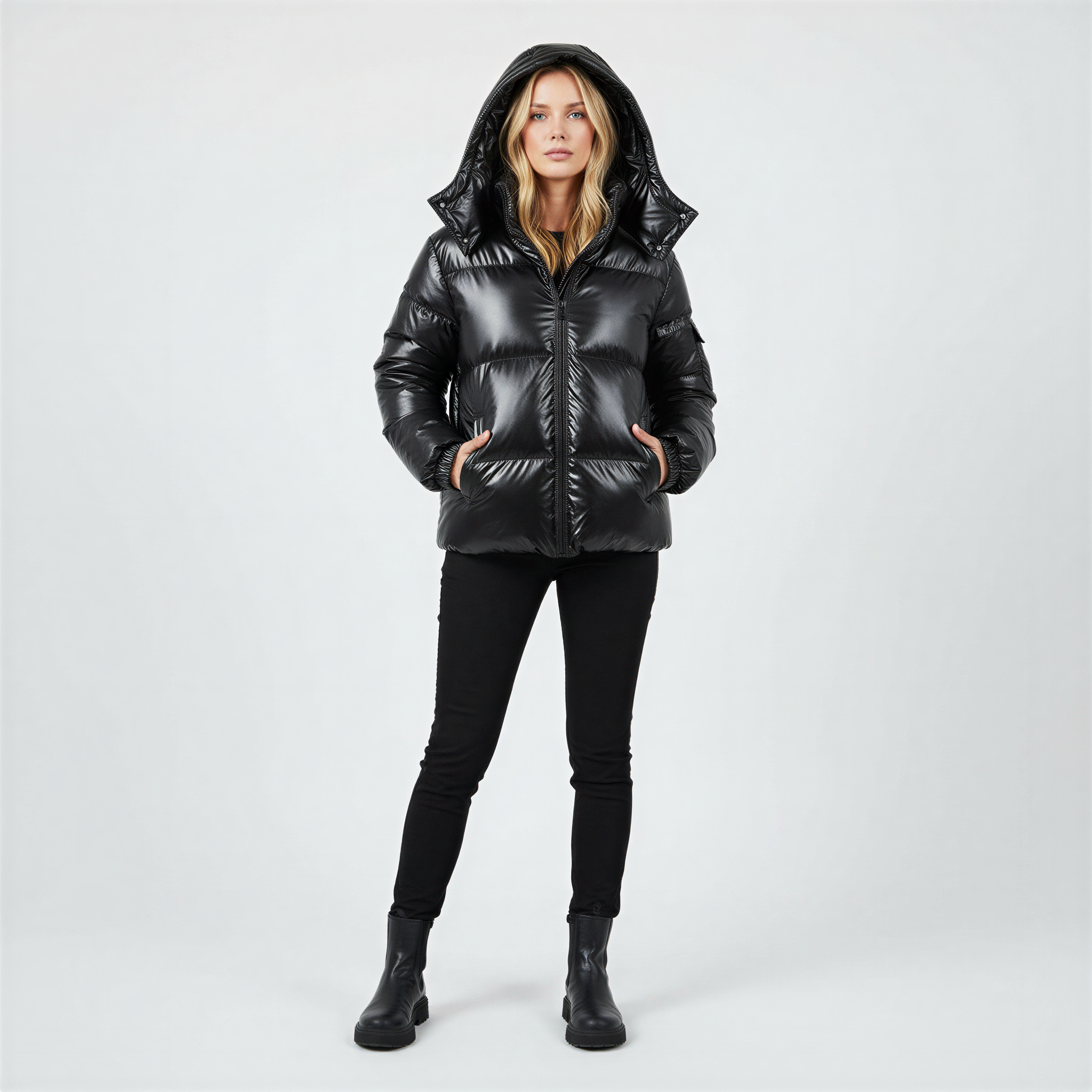 Jasmine Elegante giacca puffo lucida