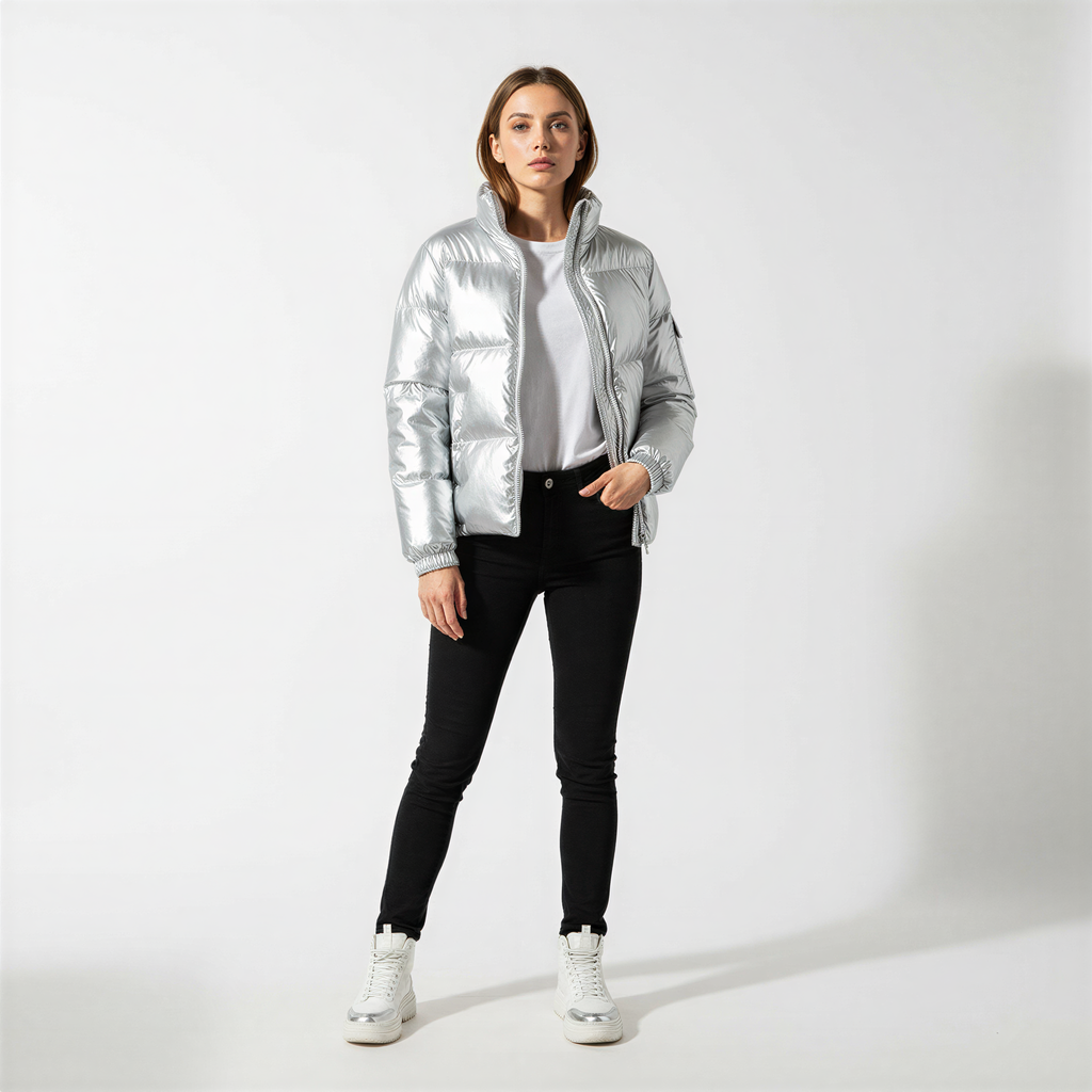 Jasmine Elegante giacca puffo lucida