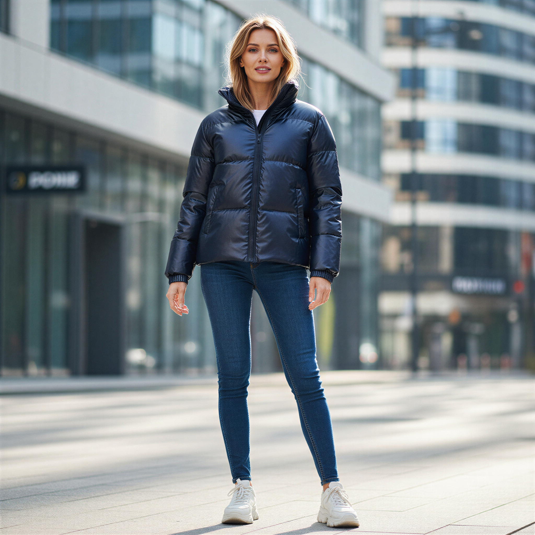 Jasmine Elegante giacca puffo lucida