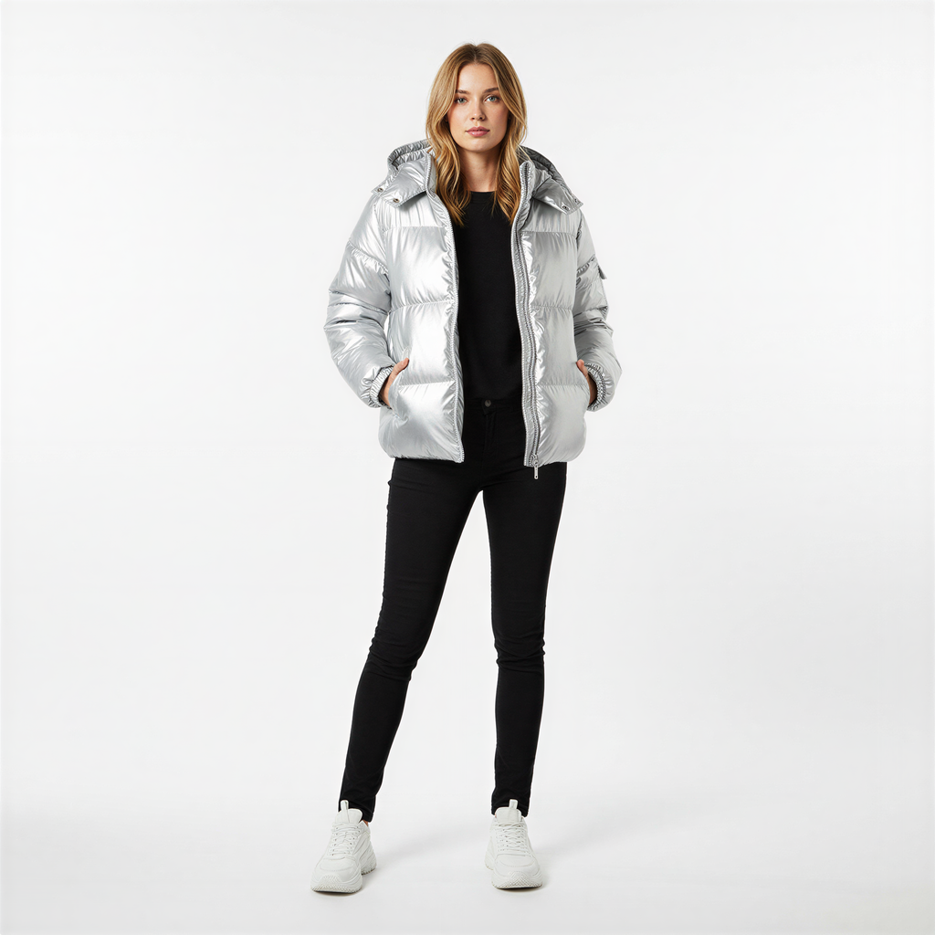 Jasmine Elegante giacca puffo lucida