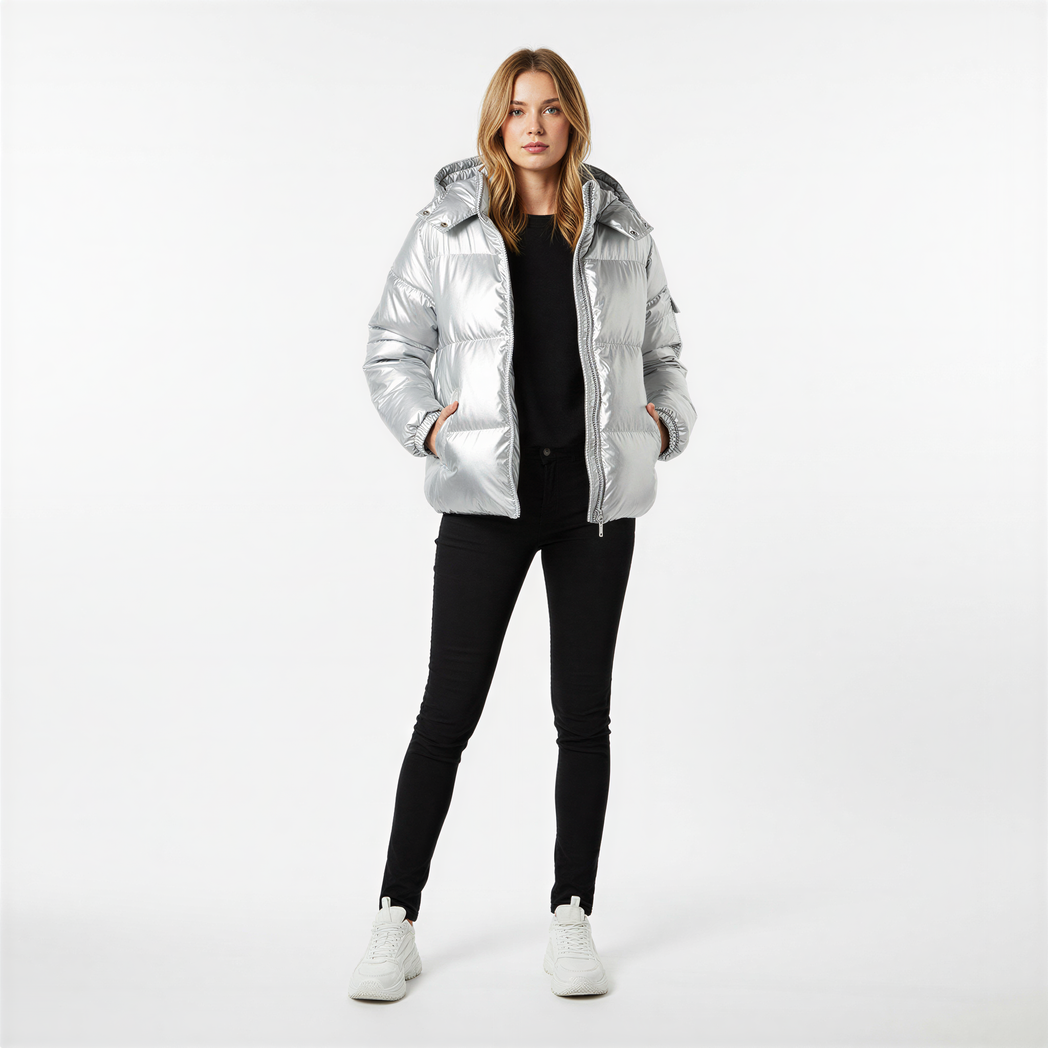 Jasmine Elegante giacca puffo lucida