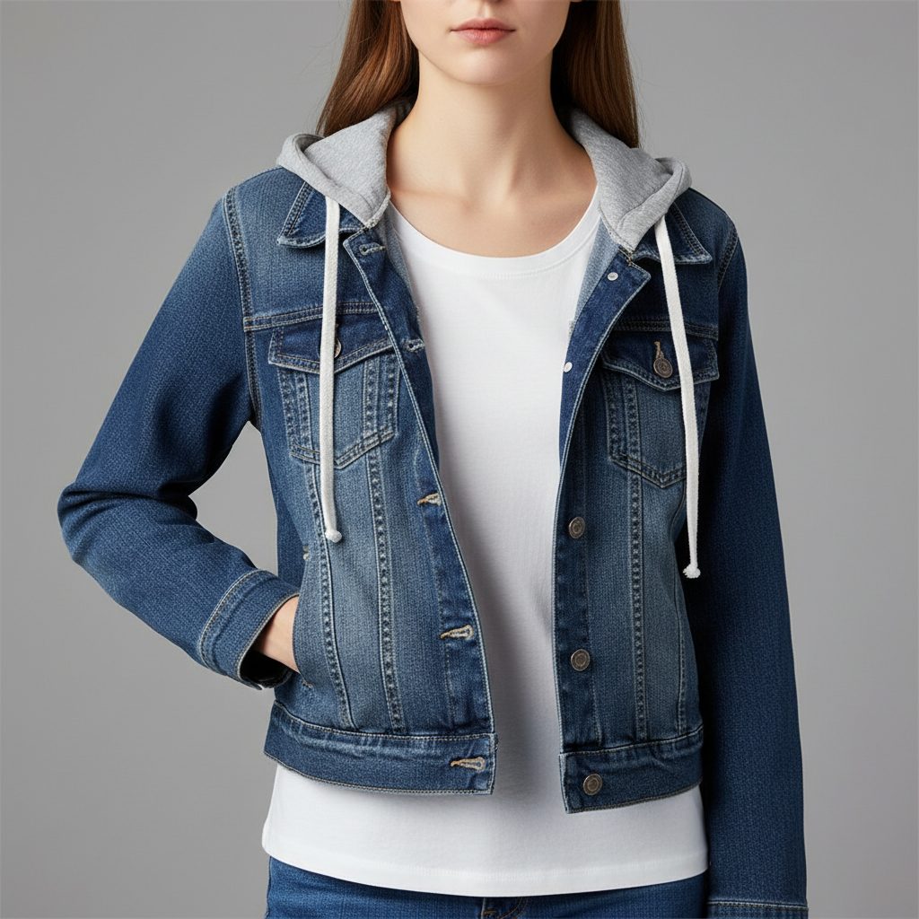 Giacca Denim con Cappuccio | Casual Chic | Tutto l'Anno