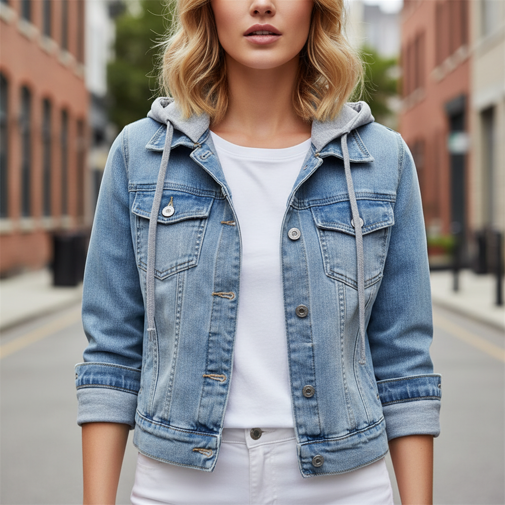 Giacca Denim con Cappuccio | Casual Chic | Tutto l'Anno
