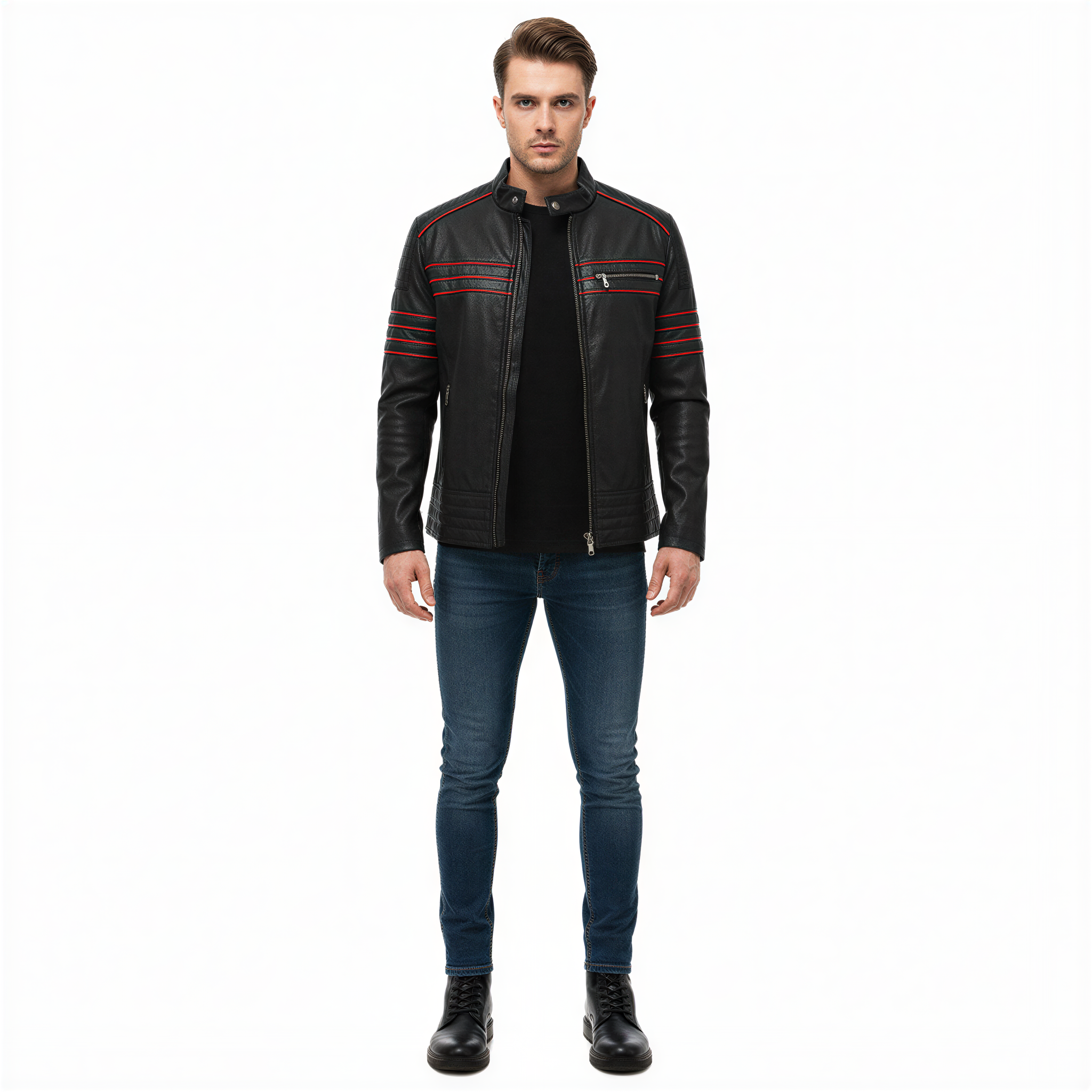 Nathan Giacca Moto | Stile Audace Dettagli Rossi | Freddo Invernale