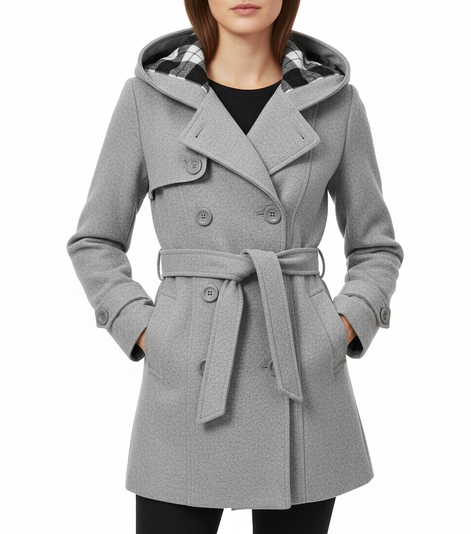 Cappotto Doppiopetto | Stile Trench con Cintura | Mezza Stagione