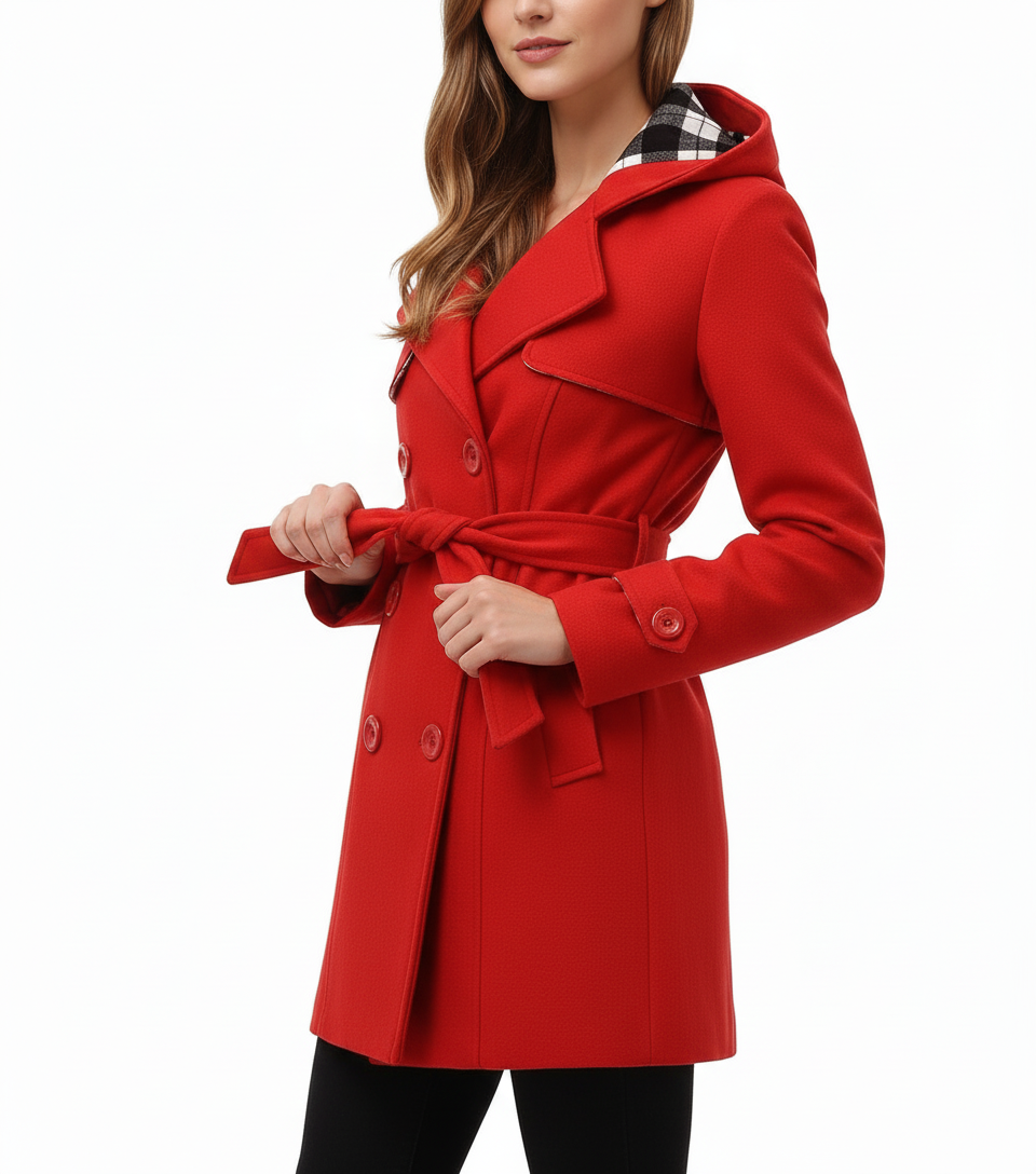 Cappotto Doppiopetto | Stile Trench con Cintura | Mezza Stagione