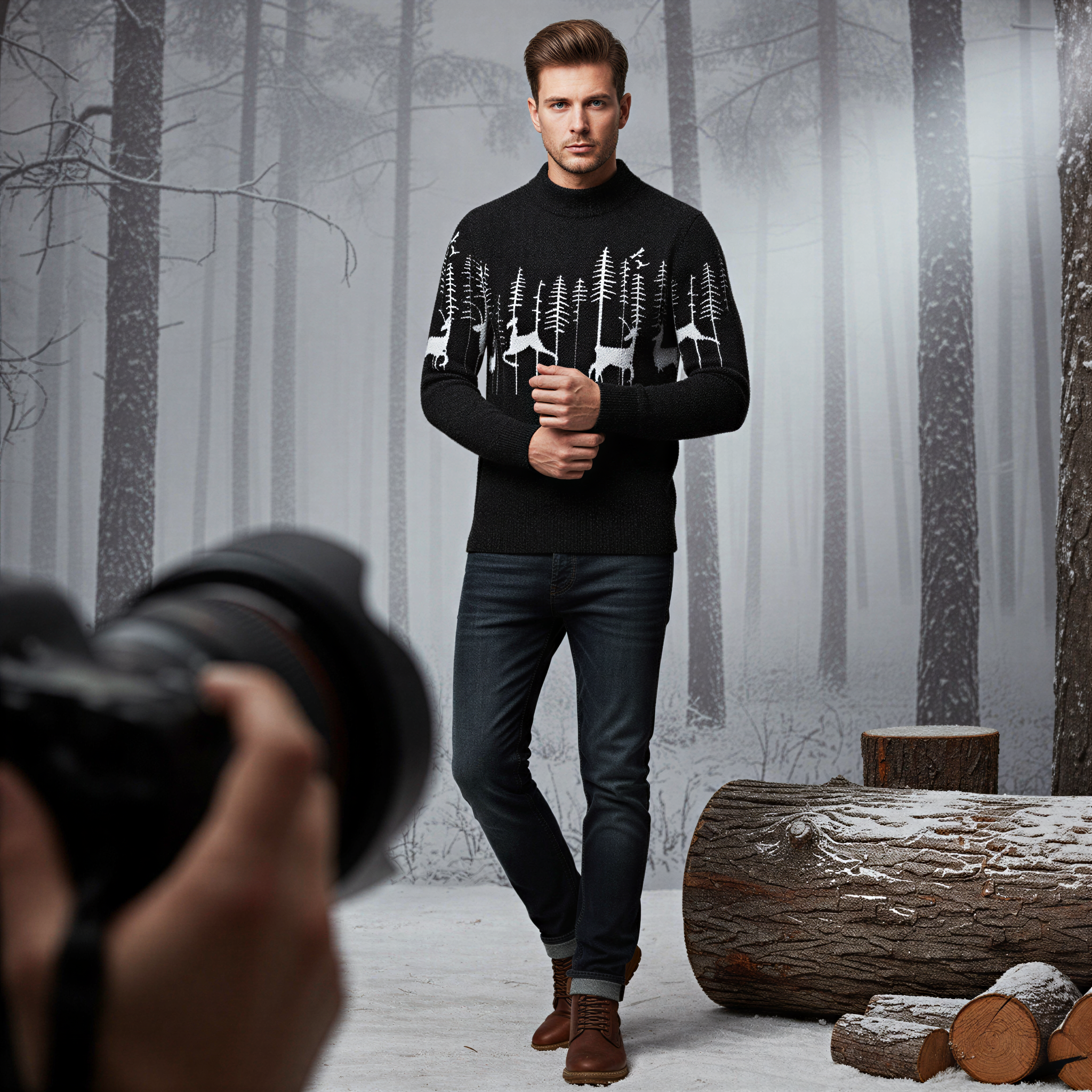 Jacob Maglione Uomo Girocollo | Fantasia Invernale | Autunno/Inverno