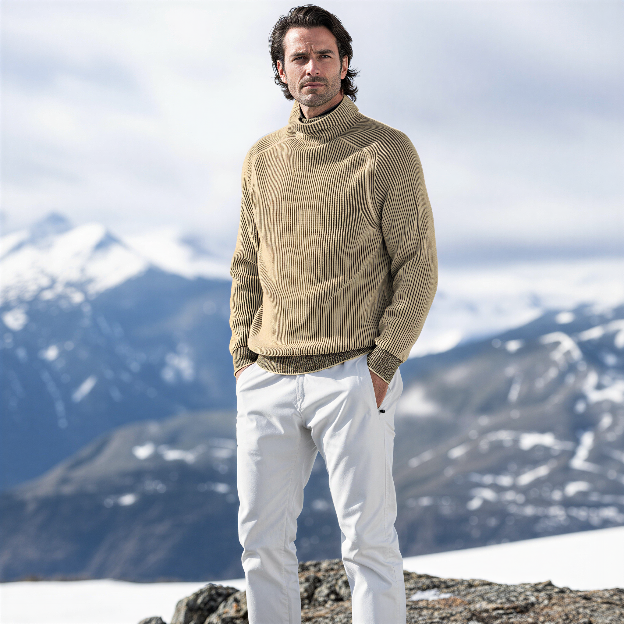 Zack Maglione Uomo | Collo Alto a Coste | Stile Contemporaneo