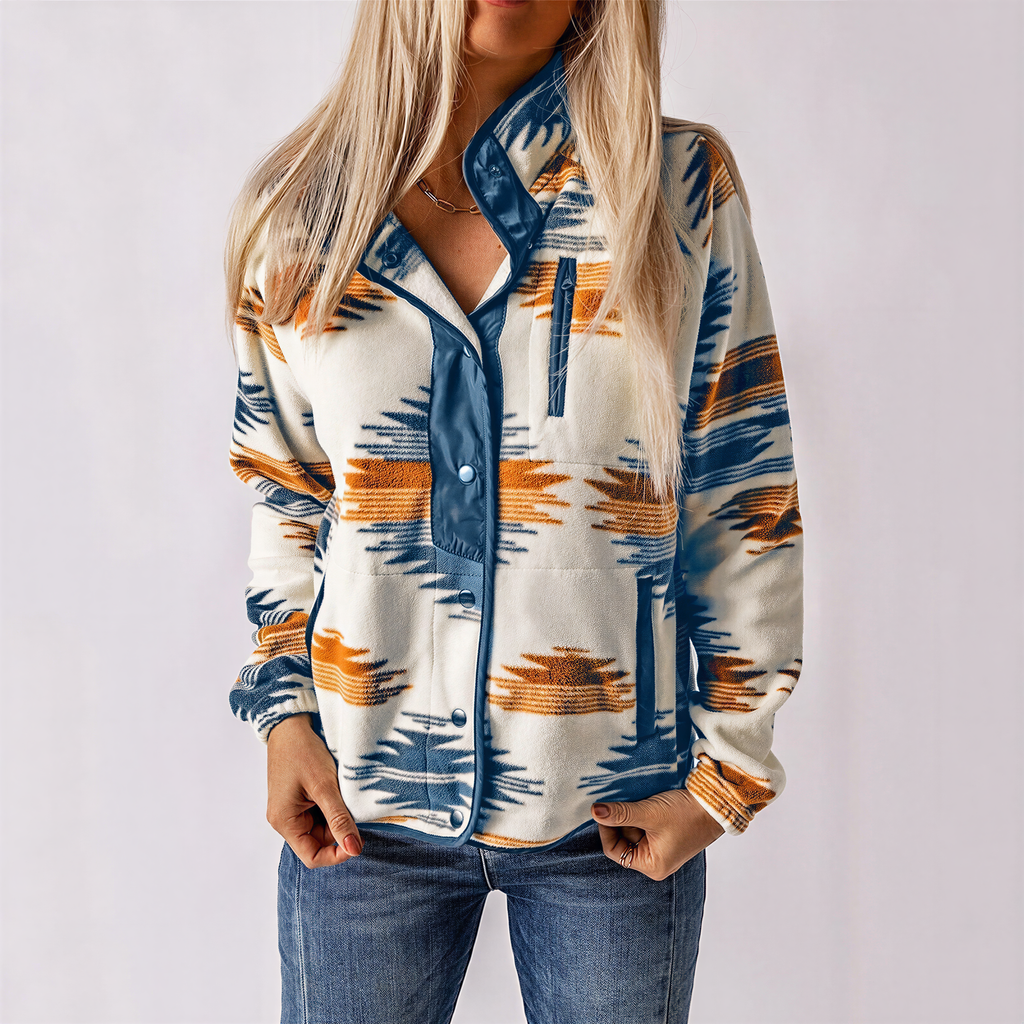 Pullover con Zip e Motivo Tribale | Stile Boho | Donna