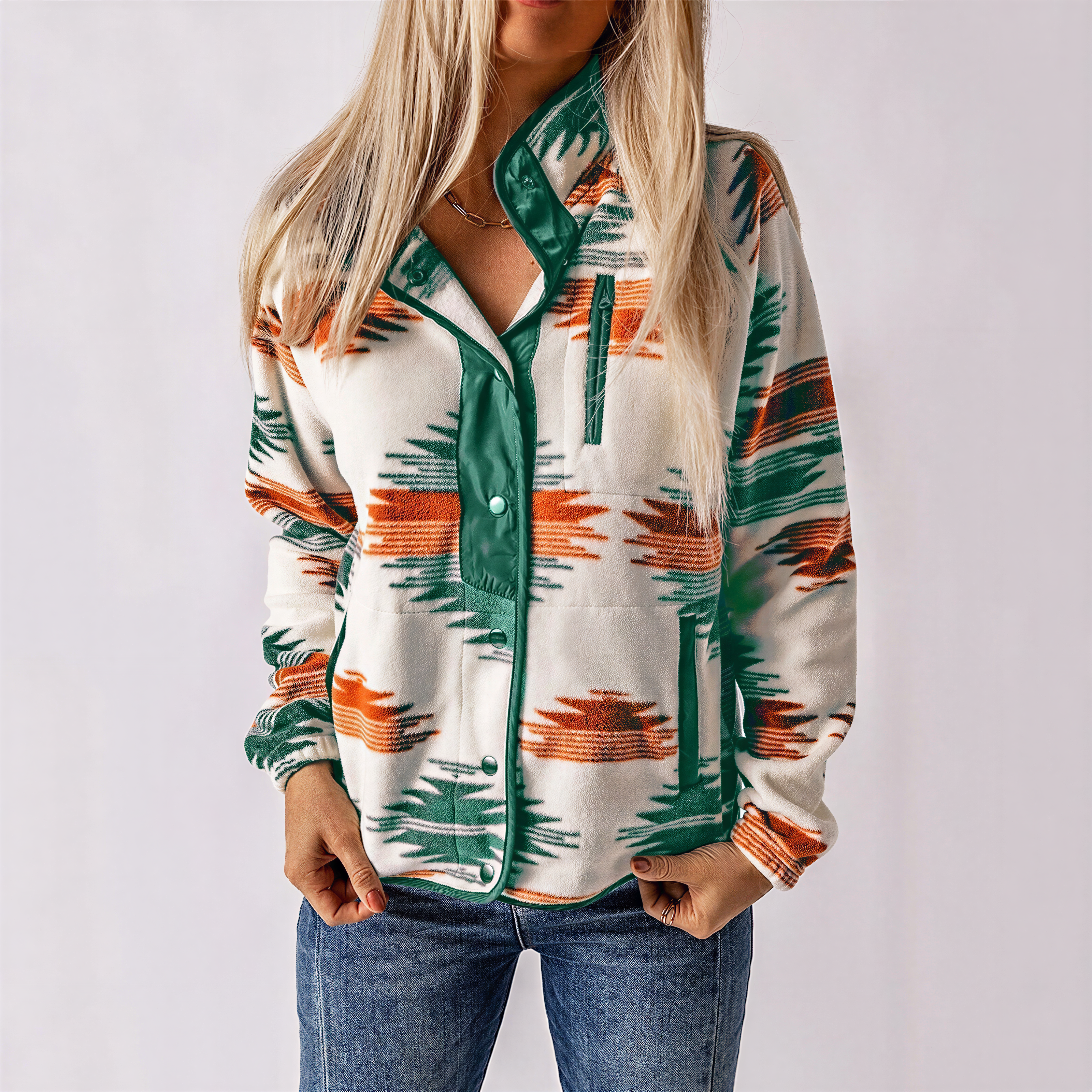 Pullover con Zip e Motivo Tribale | Stile Boho | Donna