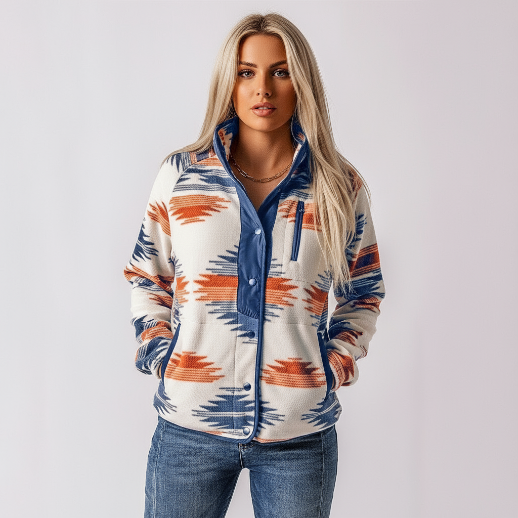 Pullover con Zip e Motivo Tribale | Stile Boho | Donna