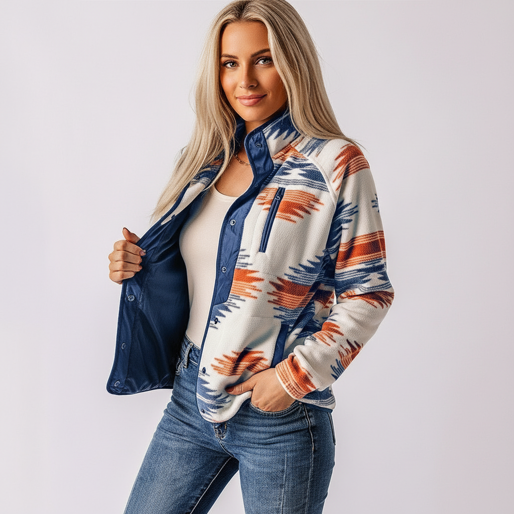 Pullover con Zip e Motivo Tribale | Stile Boho | Donna