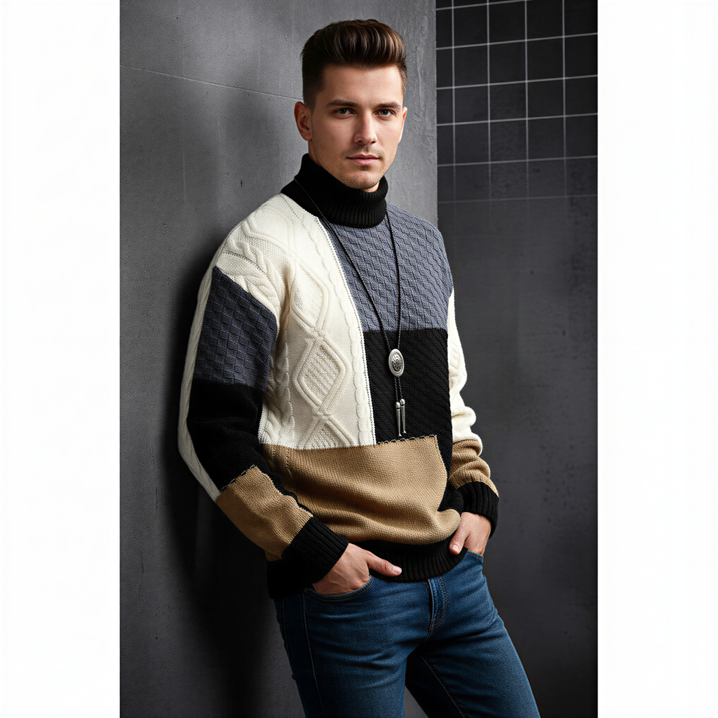 Lucas Maglione Collo Alto Patchwork | Stile Contemporaneo Invernale