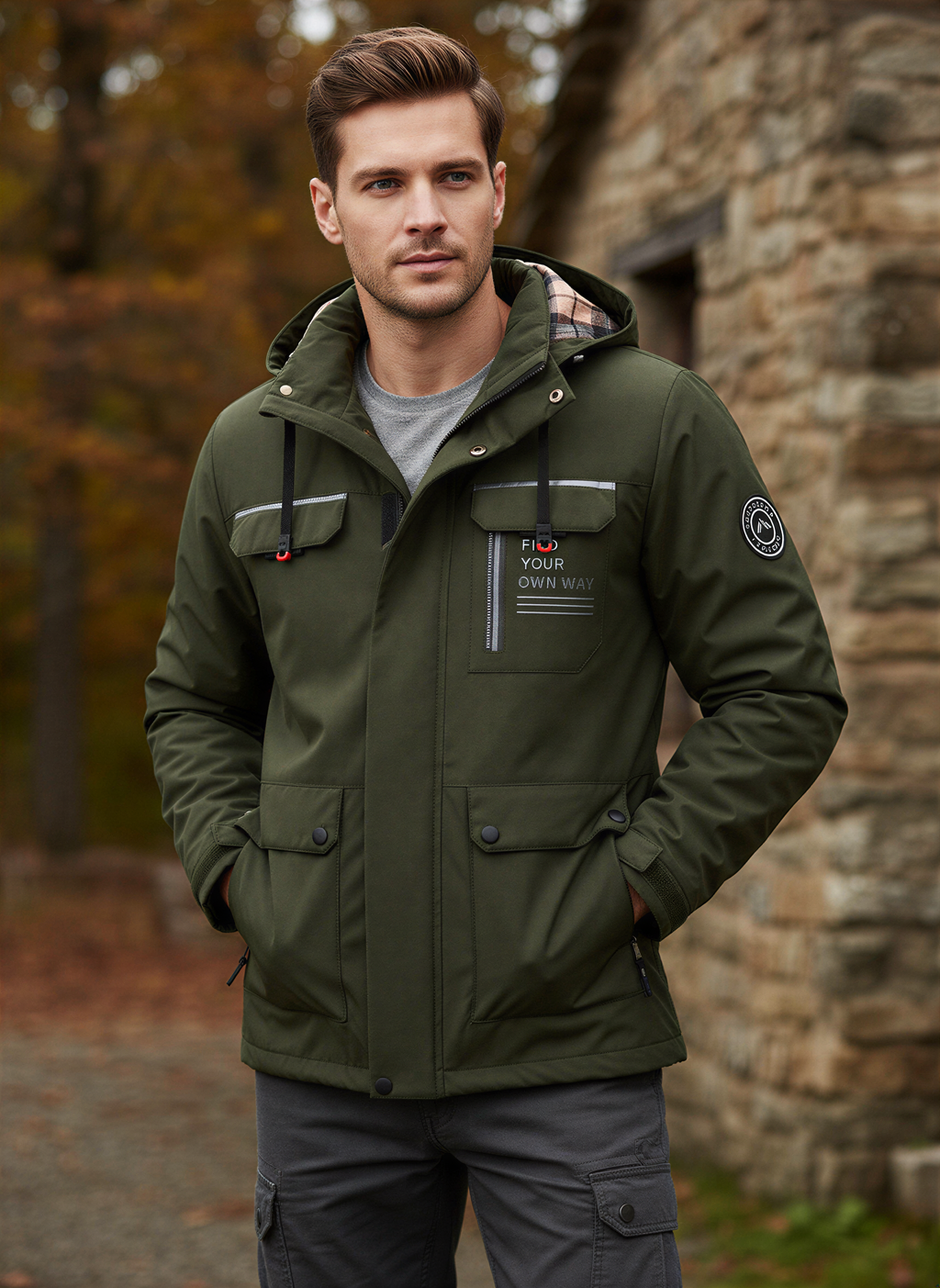 Lorenzo Giacca Utility con Cappuccio | Stile Outdoor | Primavera/Autunno