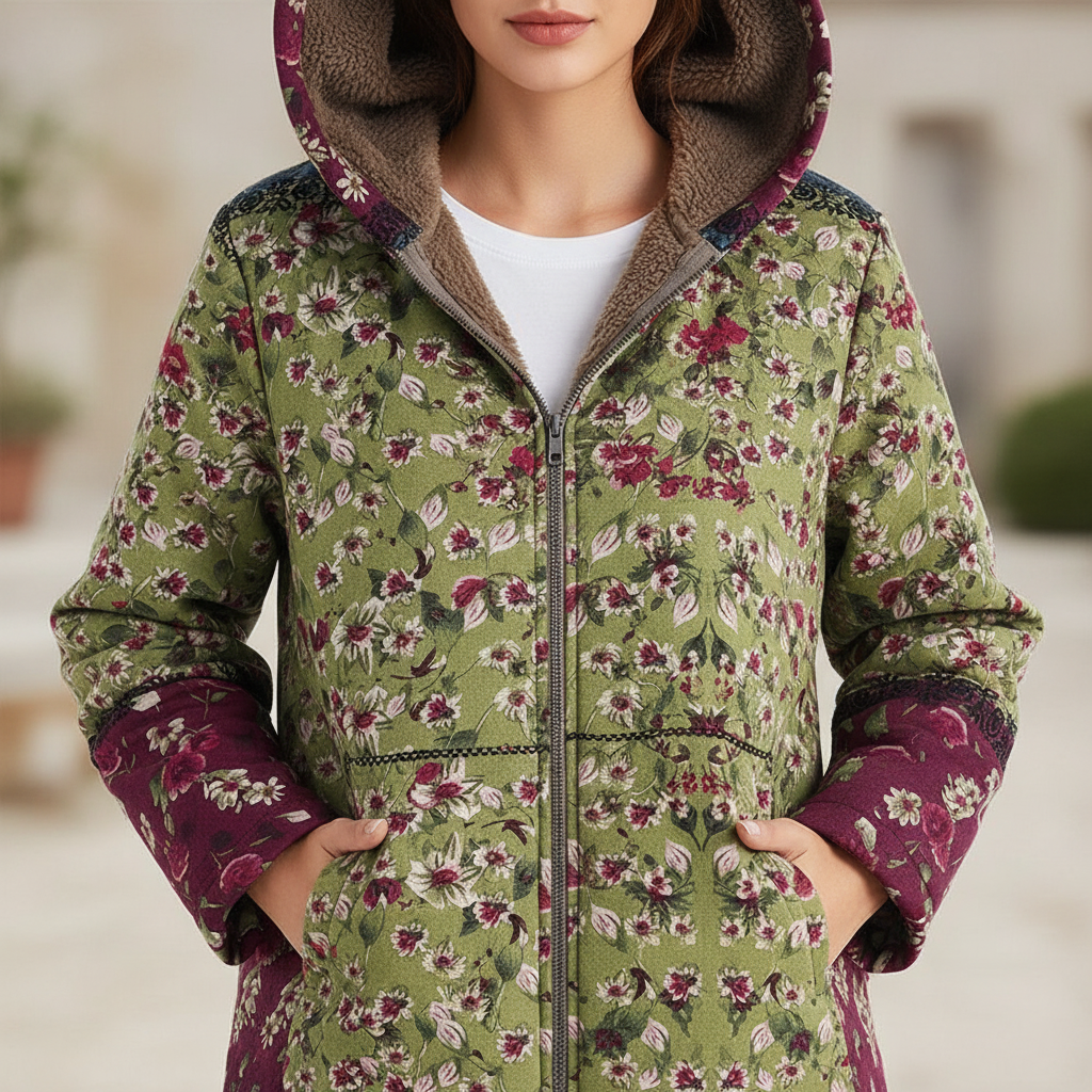 Giacca con Cappuccio Floreale | Stile Bohemien | Inverno