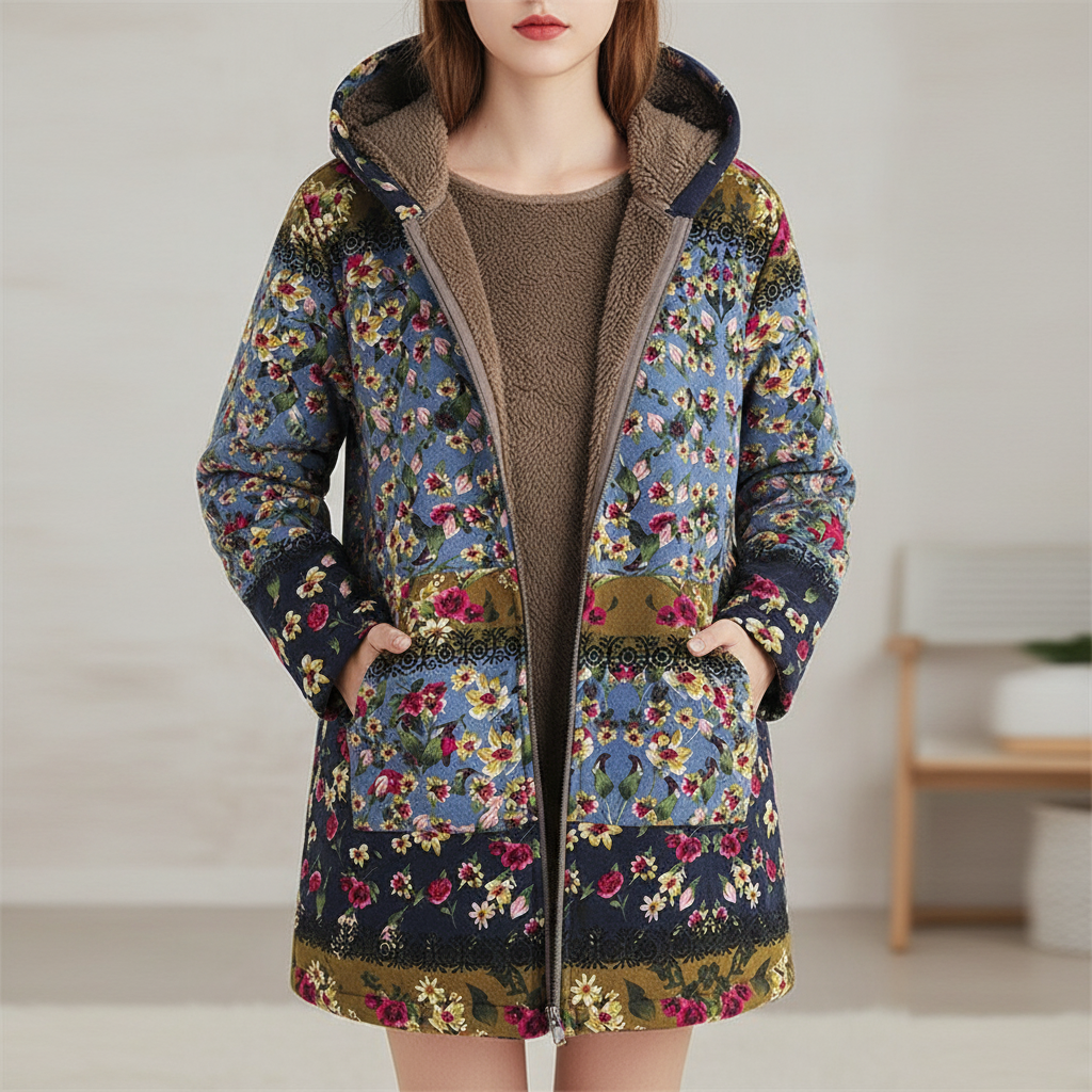 Giacca con Cappuccio Floreale | Stile Bohemien | Inverno