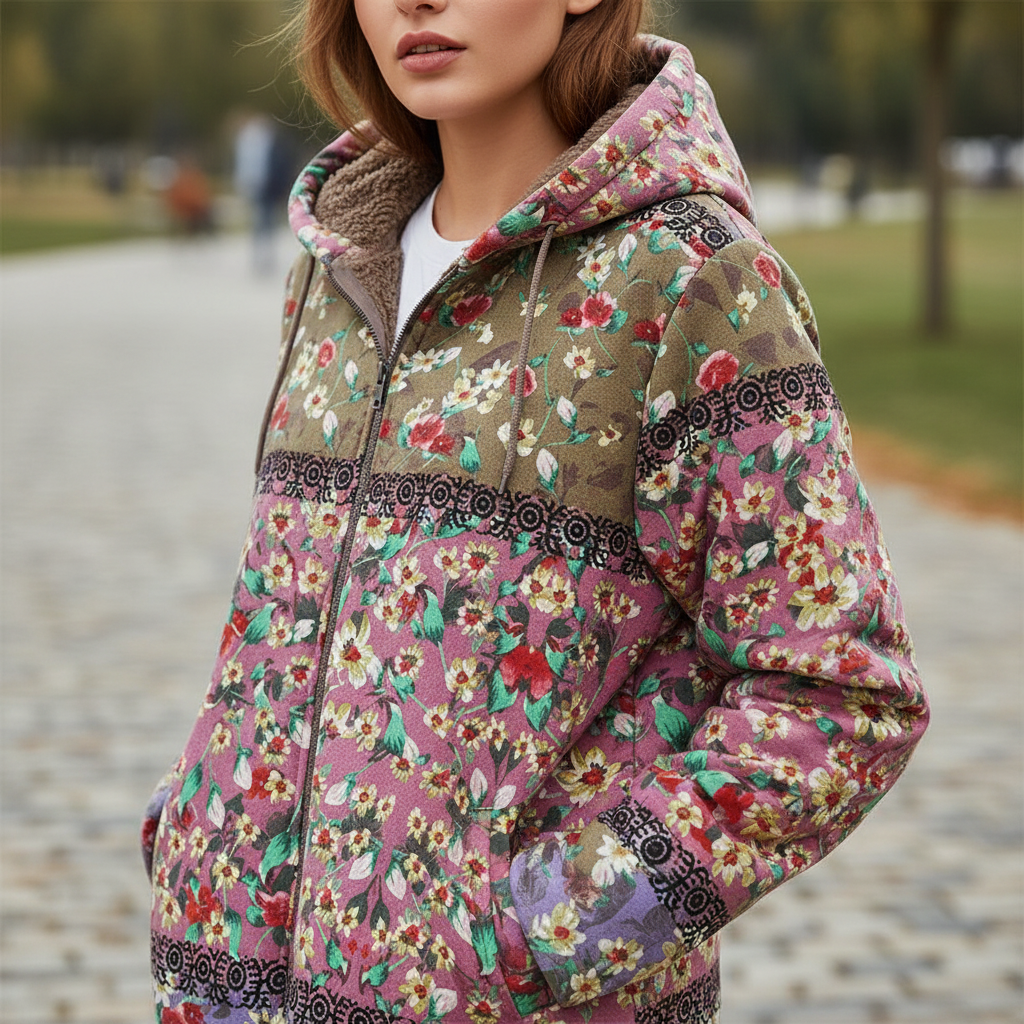 Giacca con Cappuccio Floreale | Stile Bohemien | Inverno