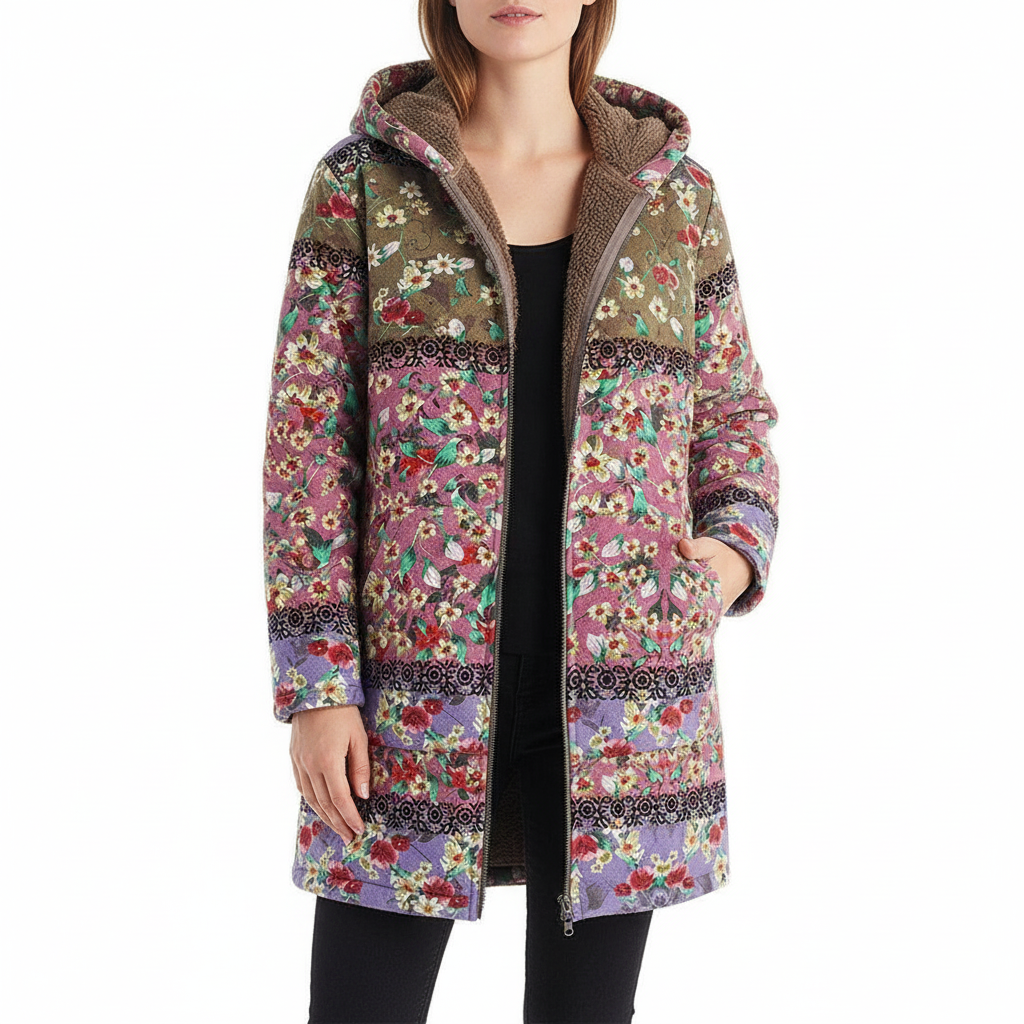 Giacca con Cappuccio Floreale | Stile Bohemien | Inverno