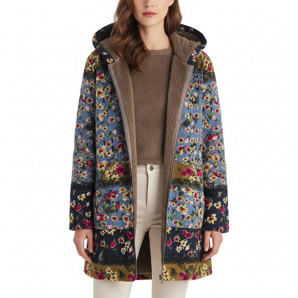 Giacca con Cappuccio Floreale | Stile Bohemien | Inverno