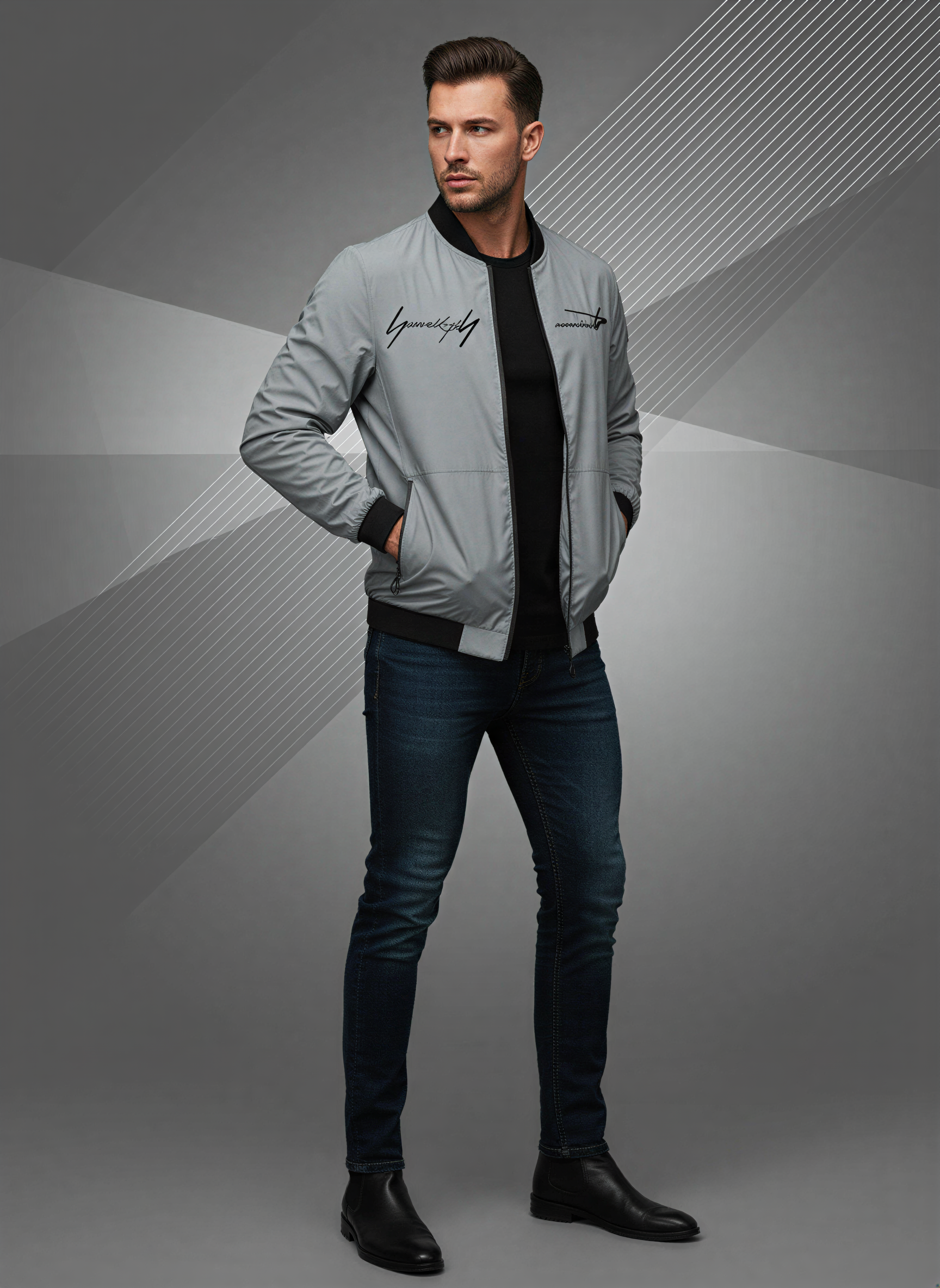 James Giacca Bomber Uomo | Stile Urbano Ricamato | Primavera/Autunno