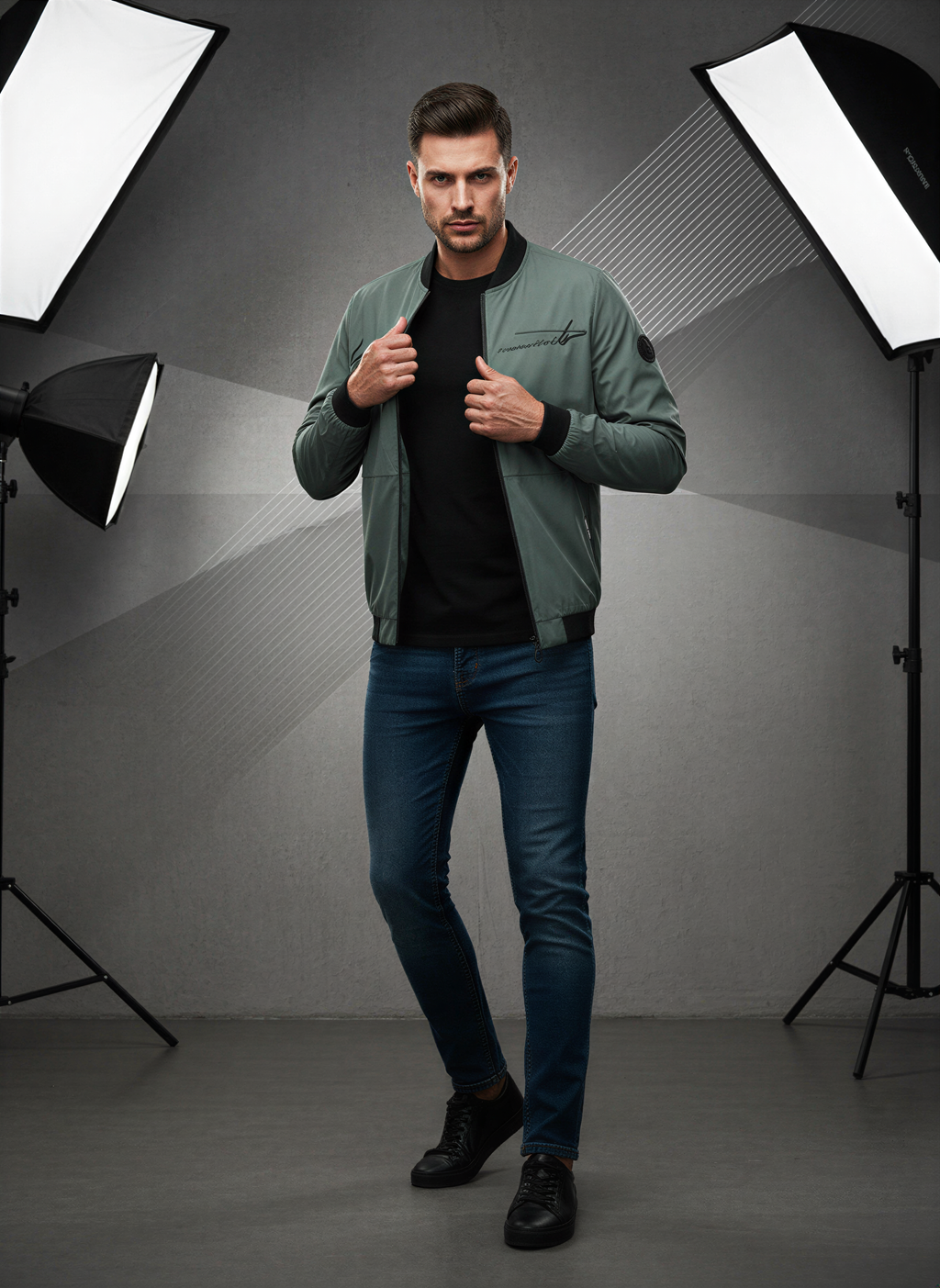 James Giacca Bomber Uomo | Stile Urbano Ricamato | Primavera/Autunno