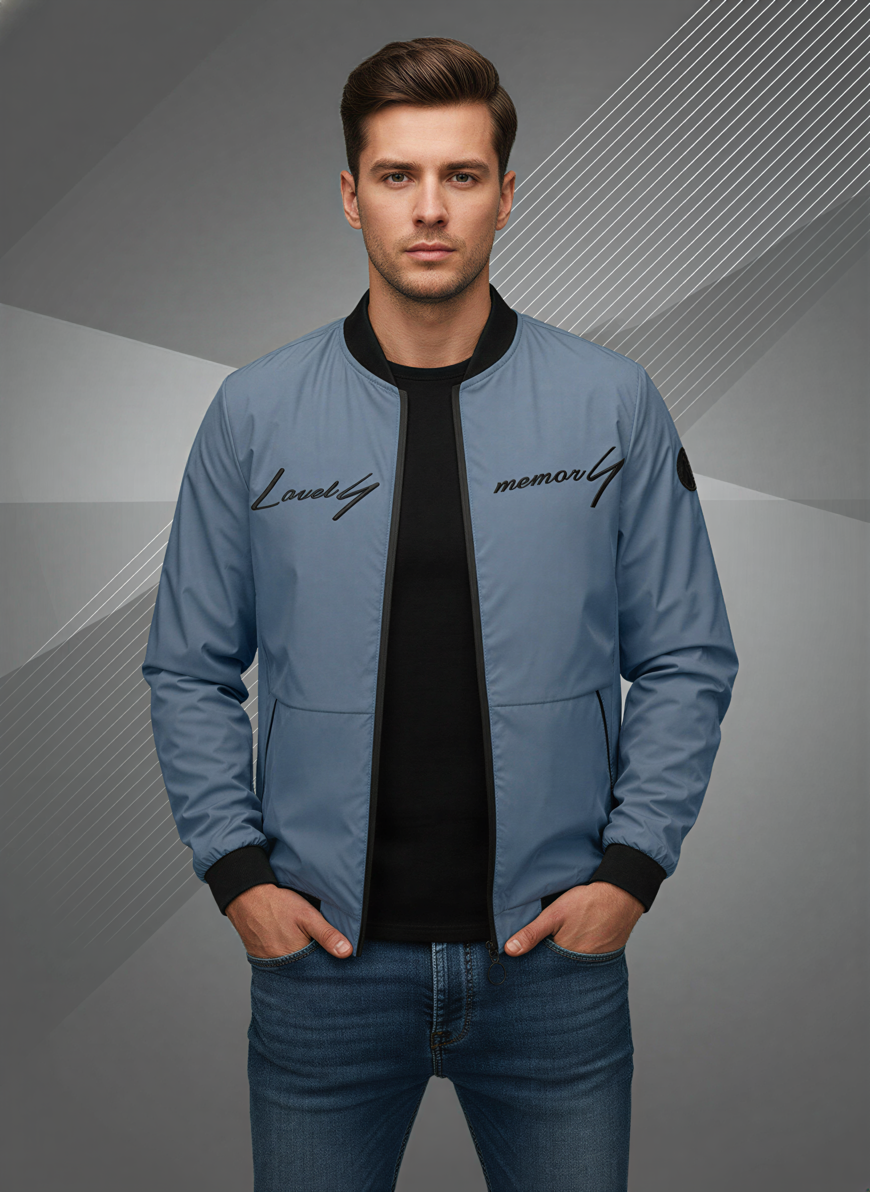 James Giacca Bomber Uomo | Stile Urbano Ricamato | Primavera/Autunno