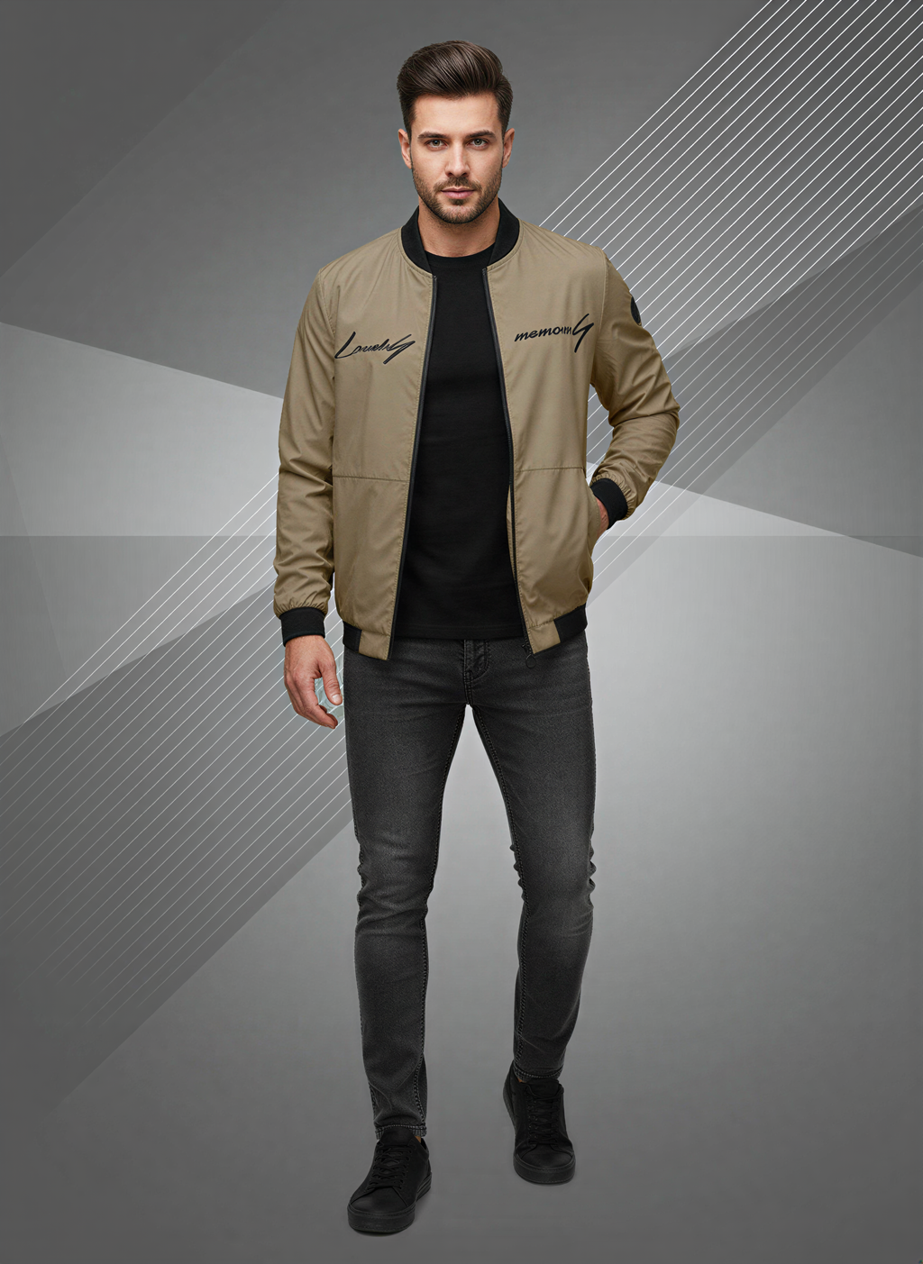 James Giacca Bomber Uomo | Stile Urbano Ricamato | Primavera/Autunno